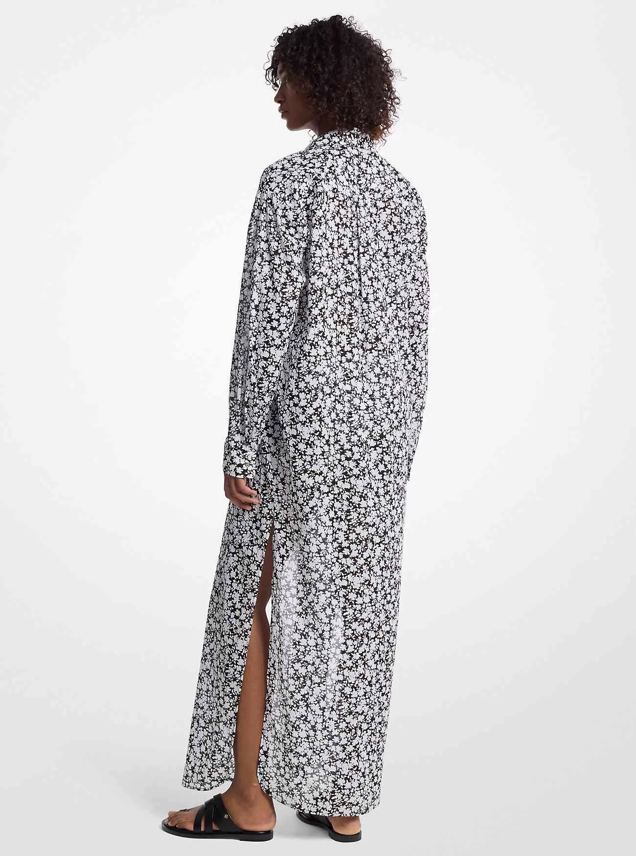 Abito chemisier in cotone con stampa floreale