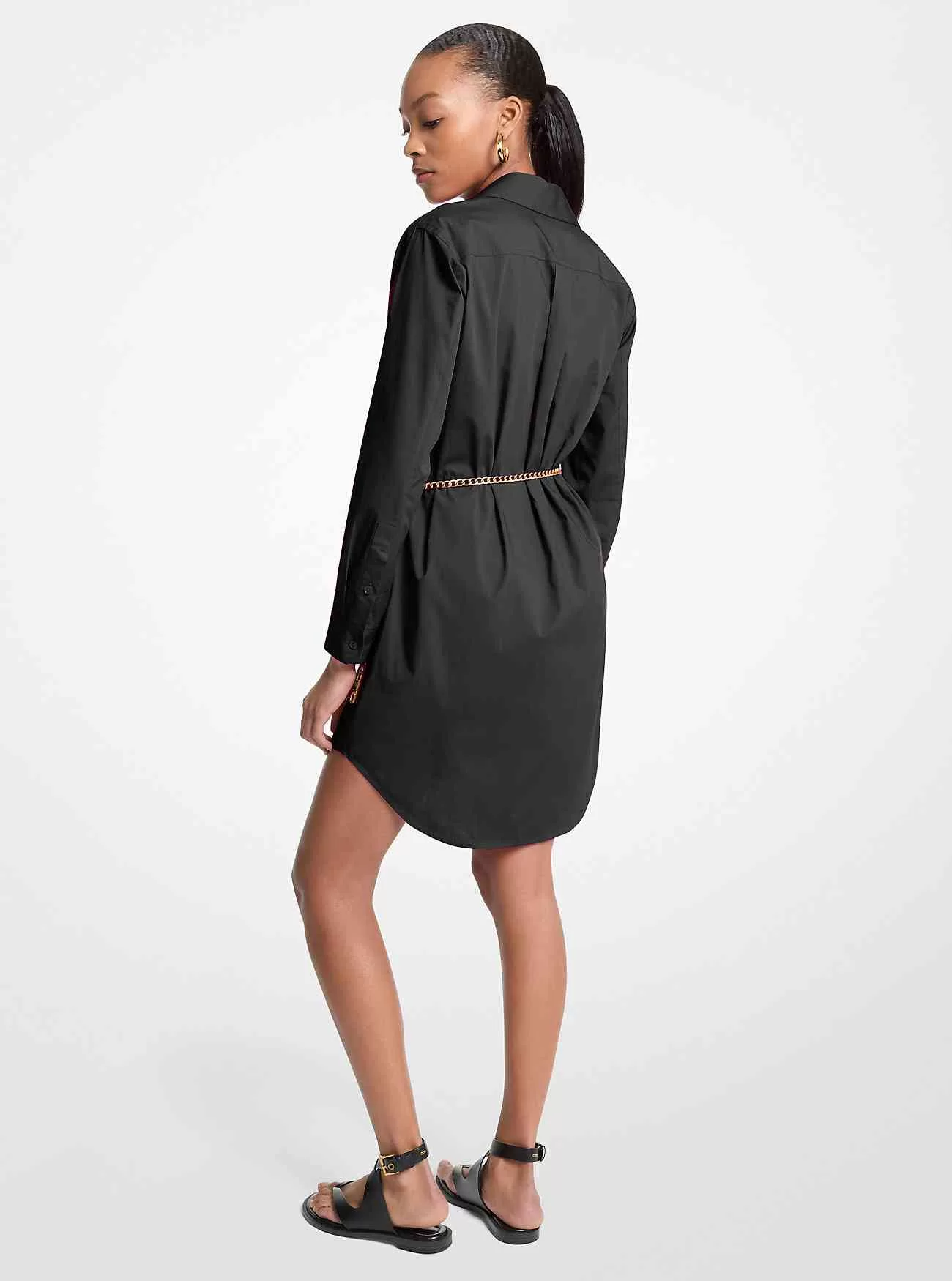 Abito chemisier in cotone elasticizzato con cintura