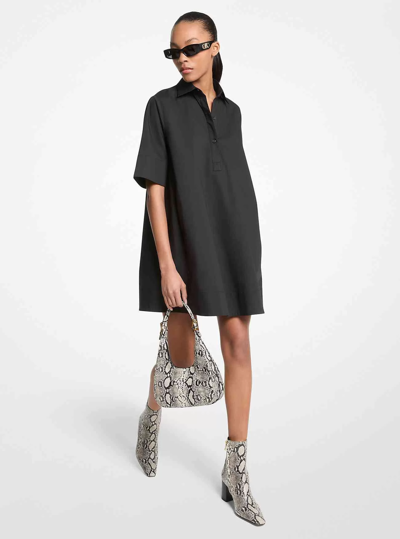 Abito chemisier in popeline di cotone stretch