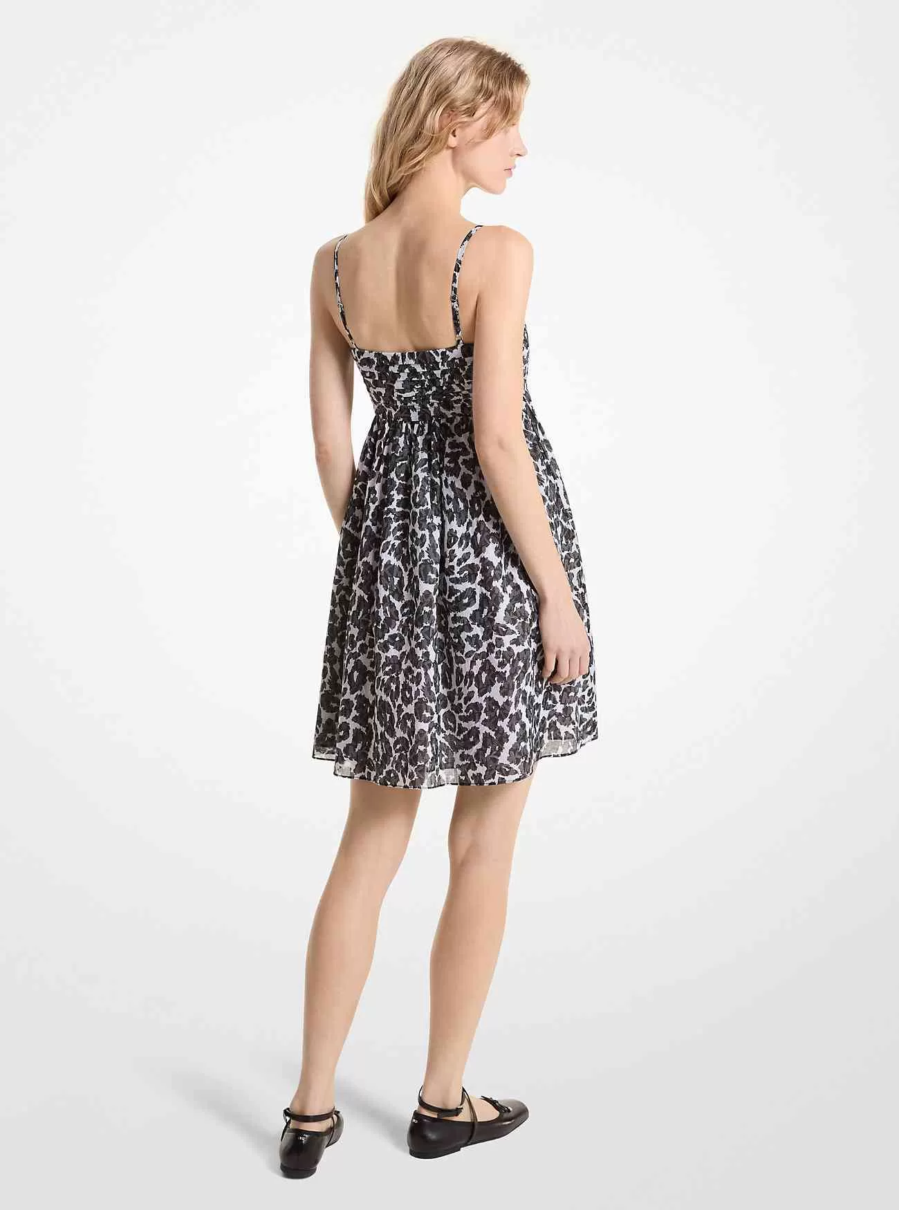 Abito in cotone con logo leopardato