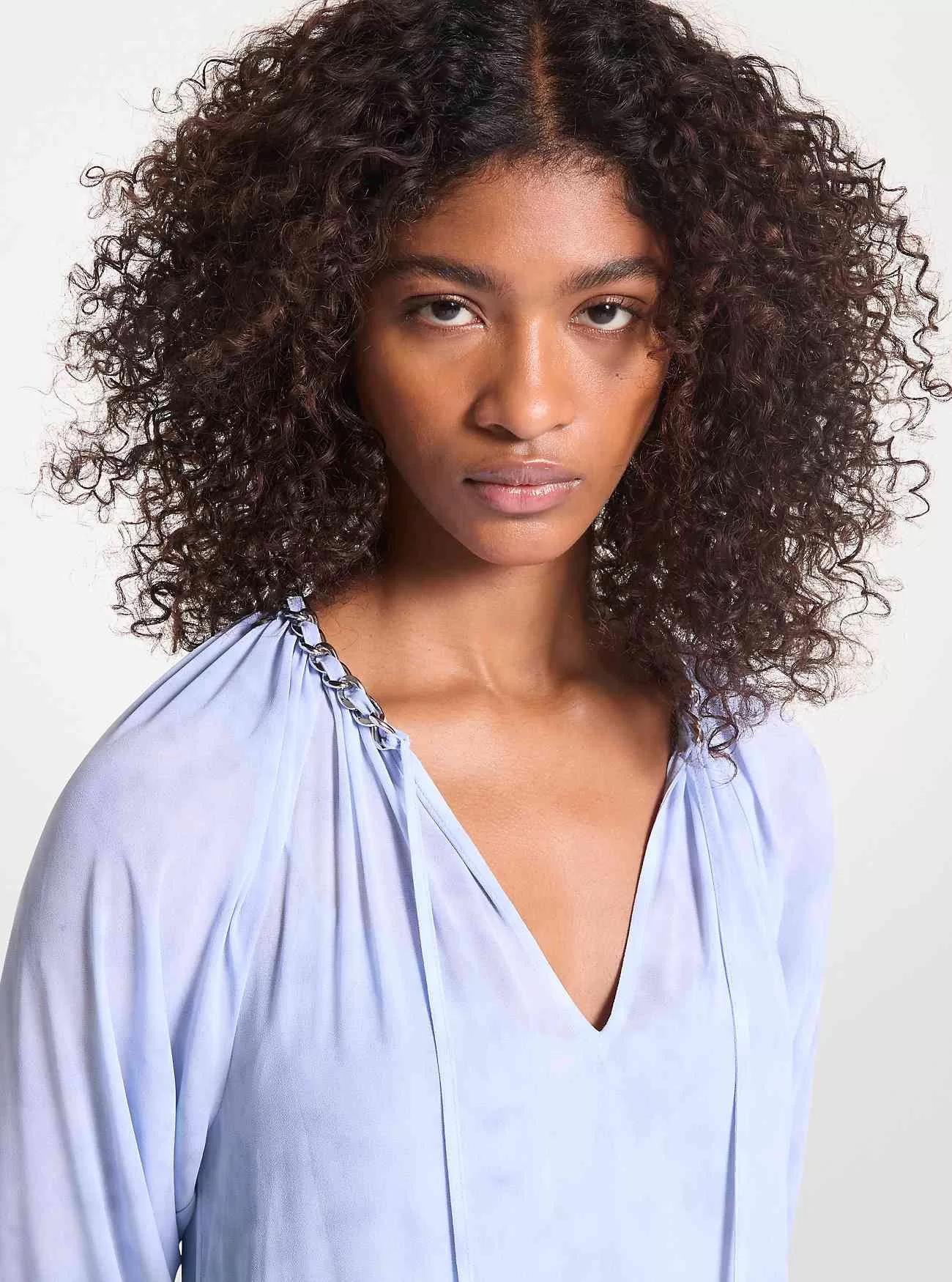 Abito in georgette stampata decorata Abito in georgette stampata decorata