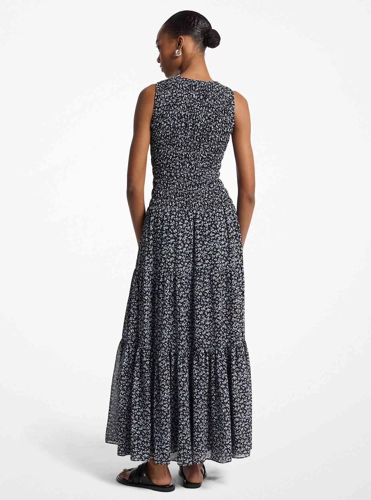 Abito lungo in georgette con stampa floreale