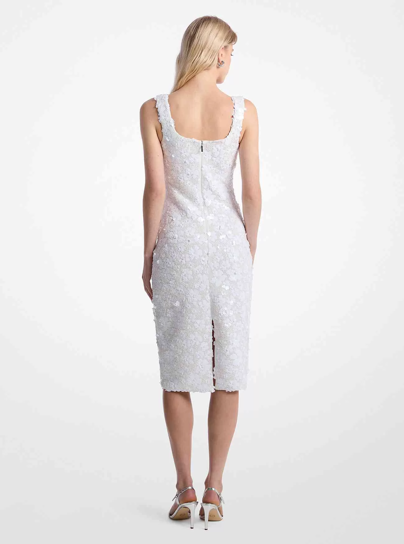 Abito midi in scuba con decorazioni floreali