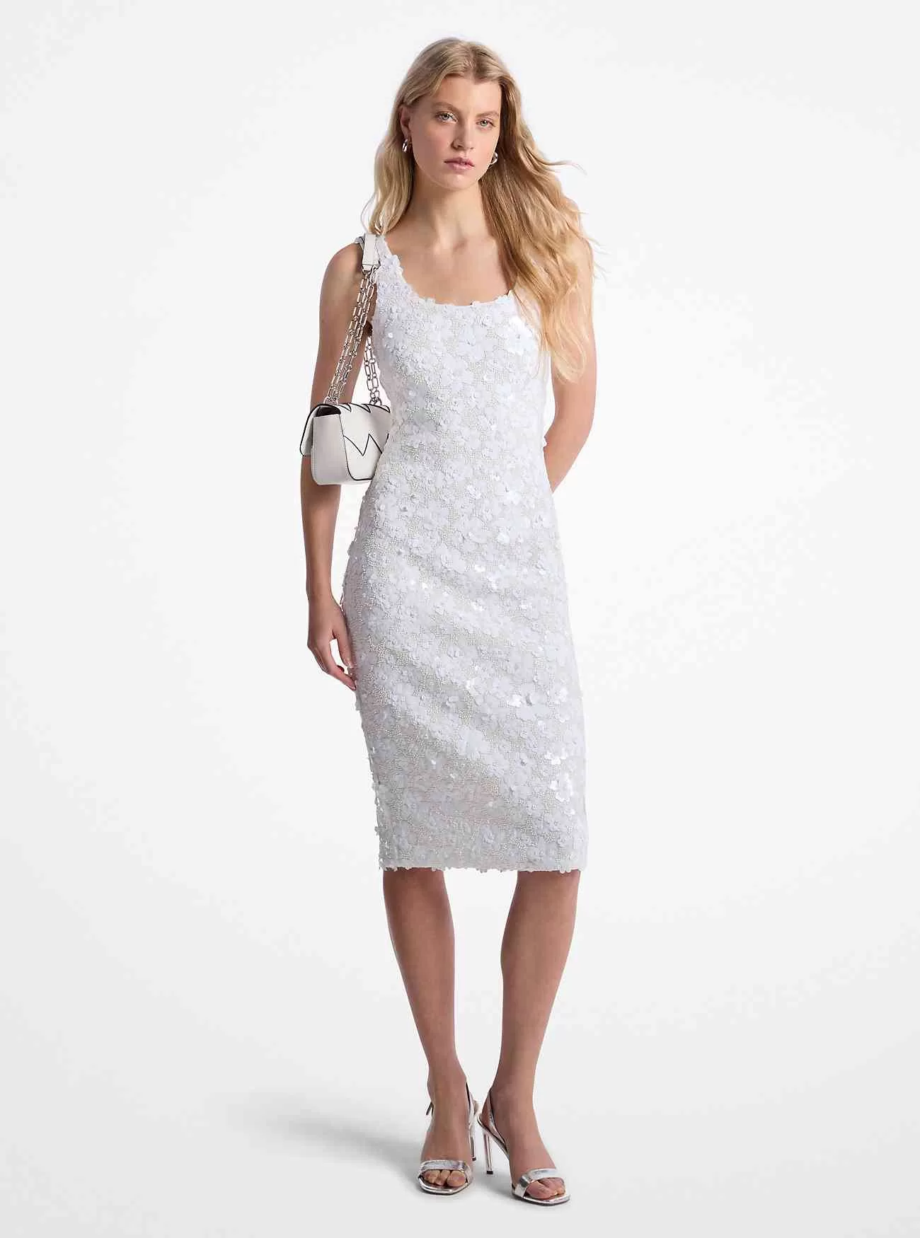 Abito midi in scuba con decorazioni floreali