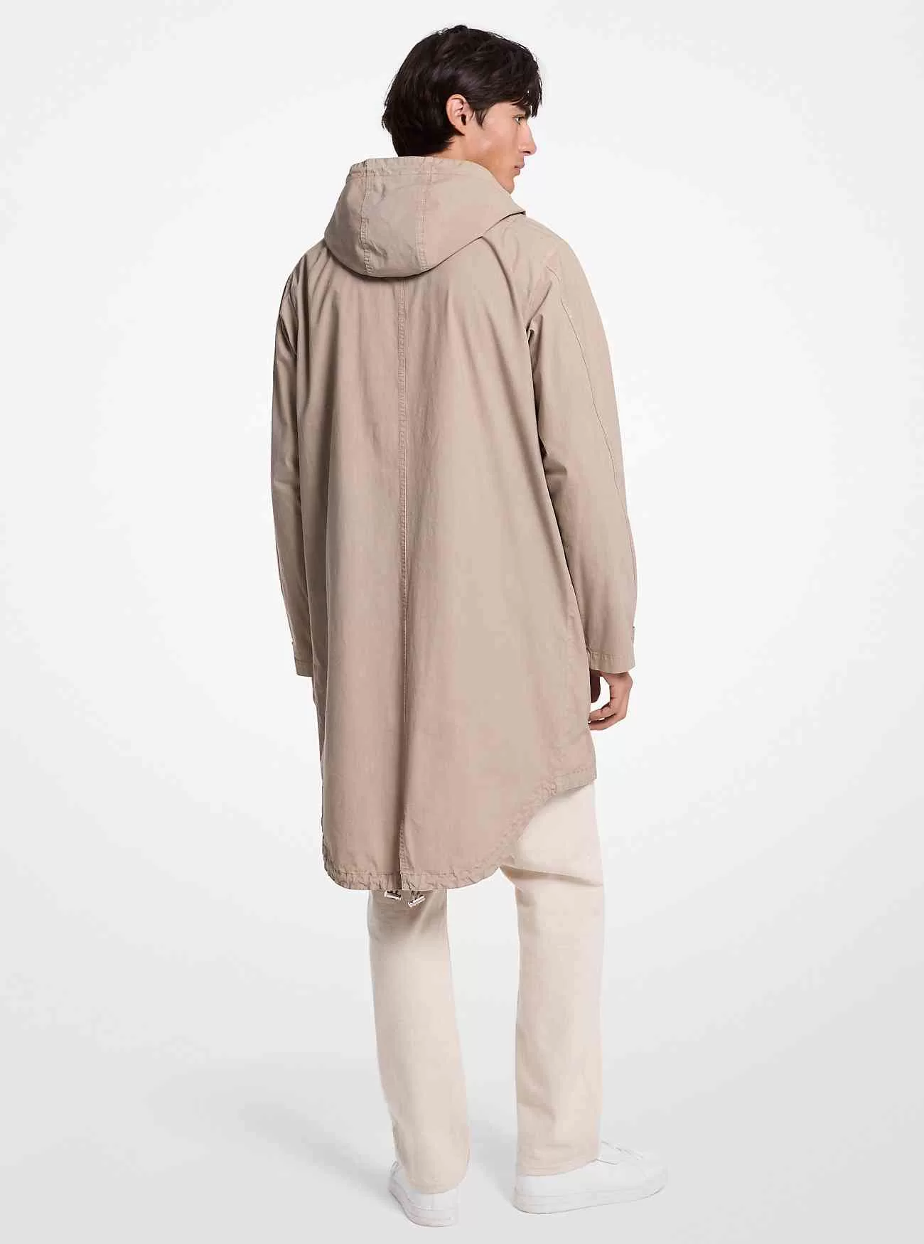 Anorak in popeline di cotone stretch tinto in capo