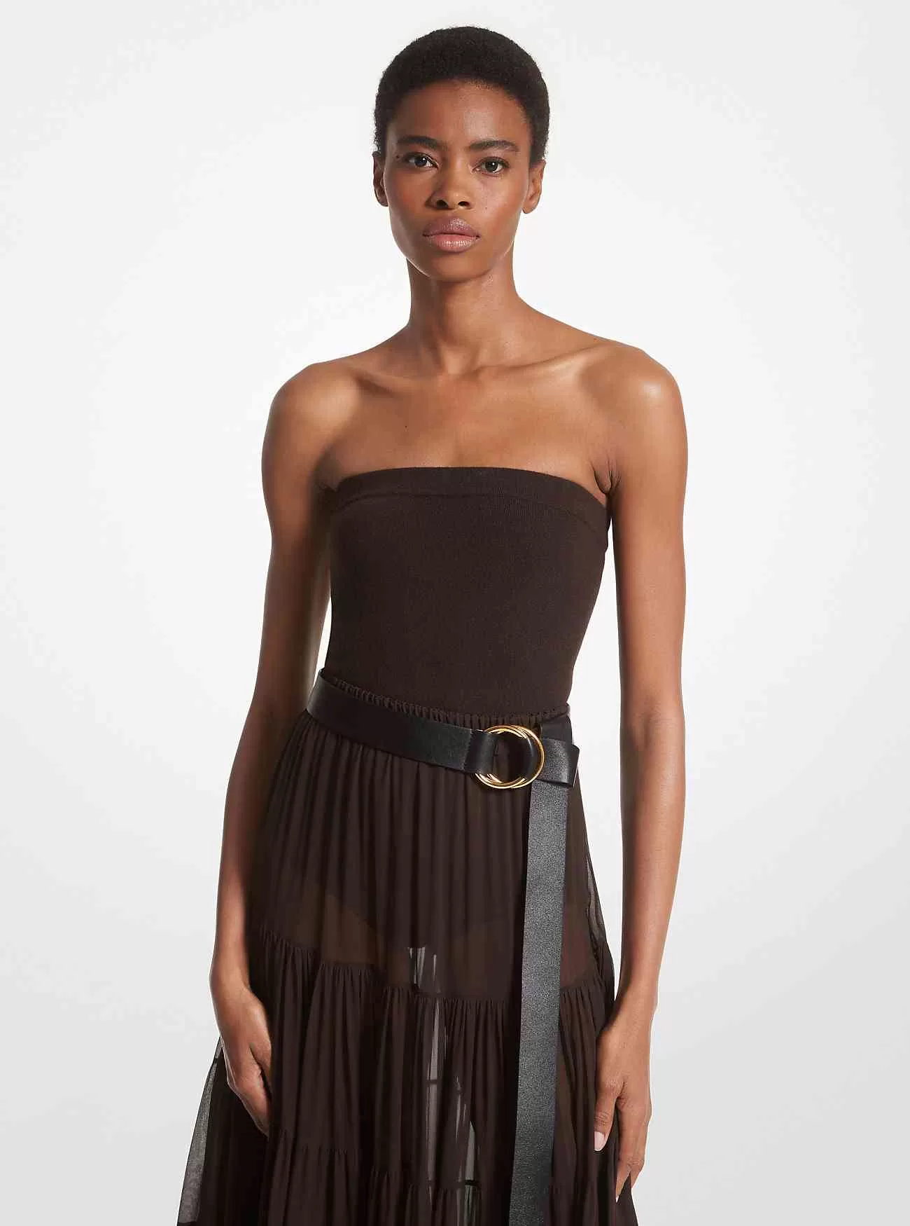 Body senza spalline in cashmere stretch