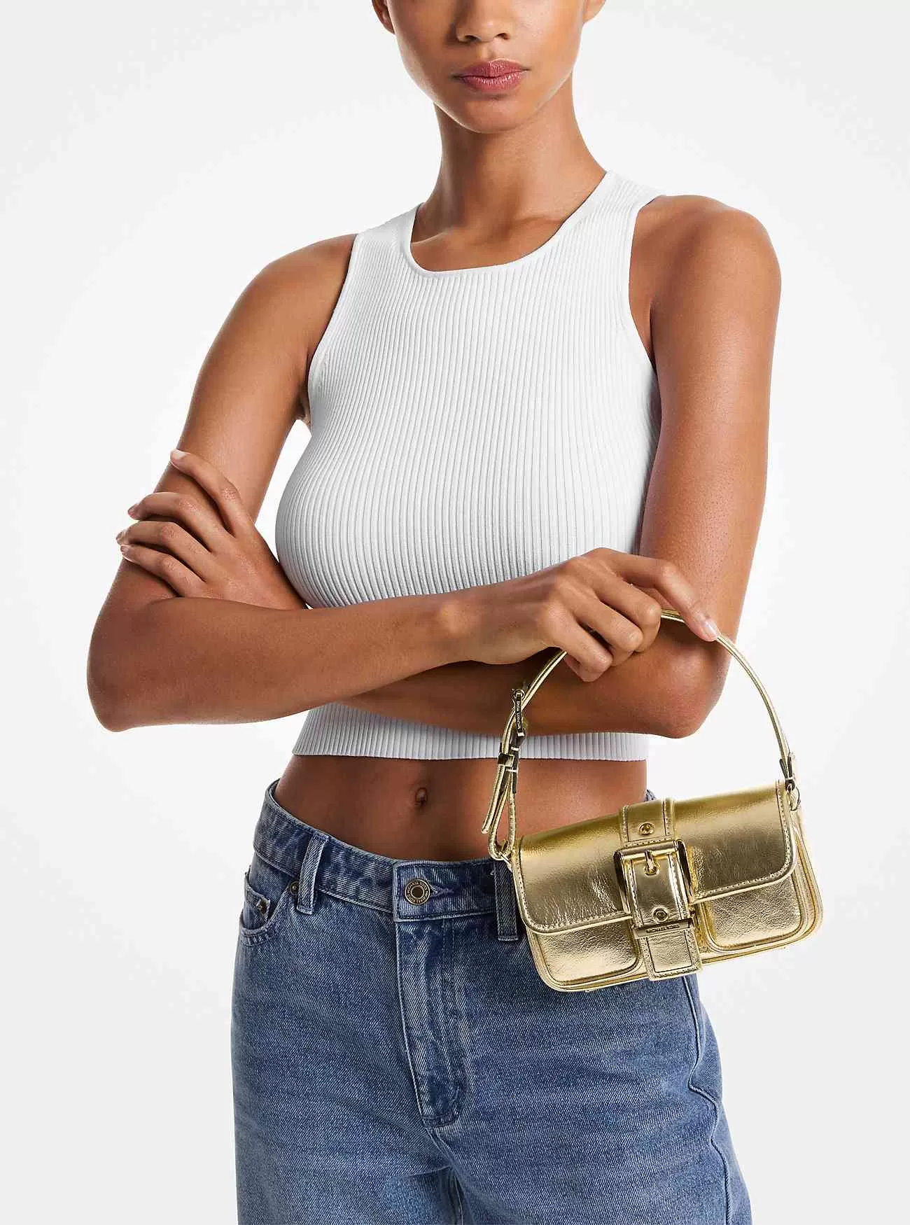 Borsa a tracolla Colby extra piccola in pelle metallizzata Borsa a tracolla Colby extra piccola in pelle metallizzata