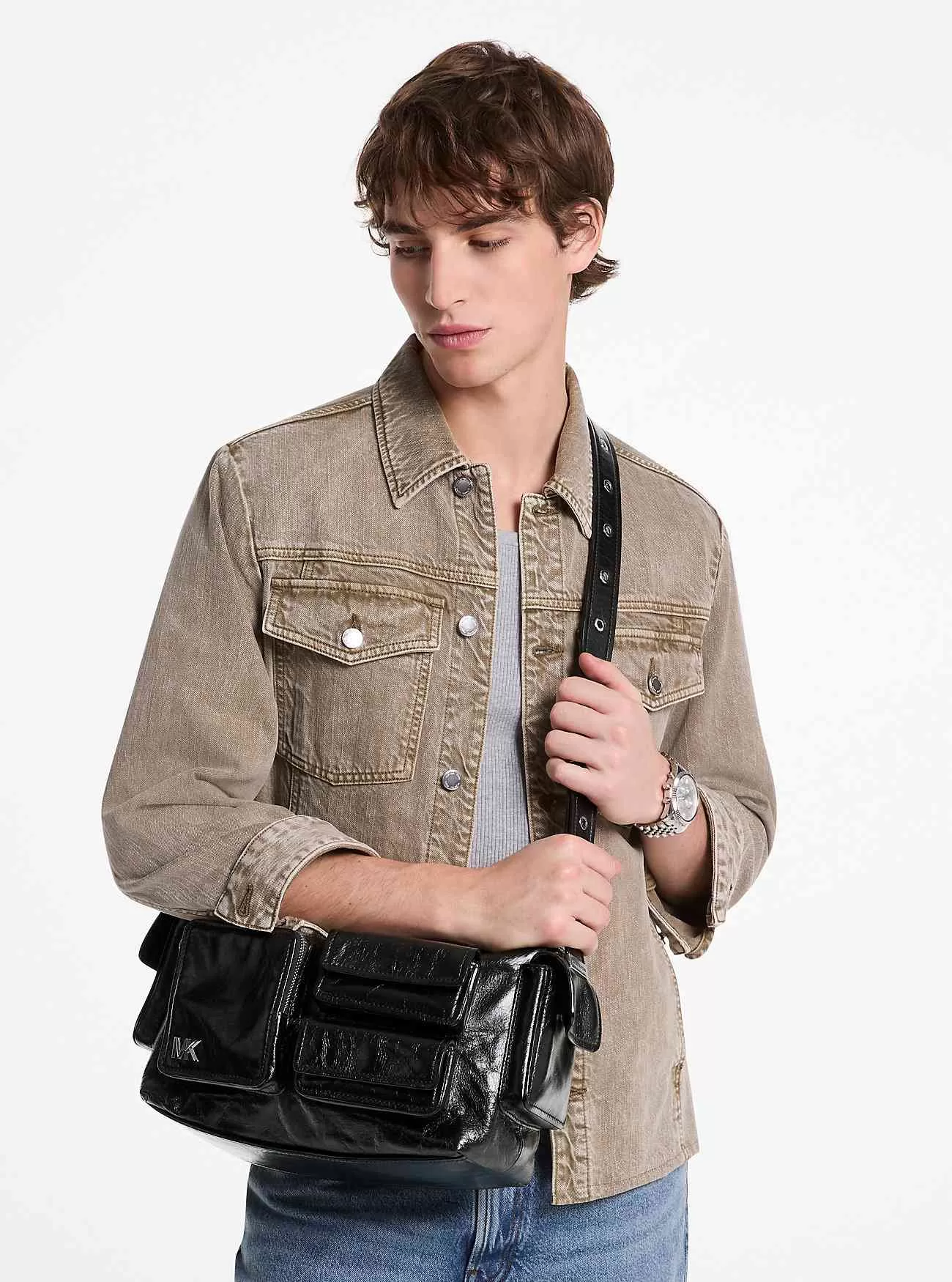 Borsa a tracolla Dakota grande in pelle increspata Borsa a tracolla Dakota grande in pelle increspata