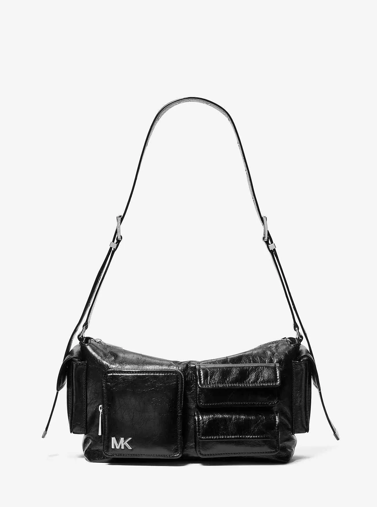 Borsa a tracolla Dakota grande in pelle increspata