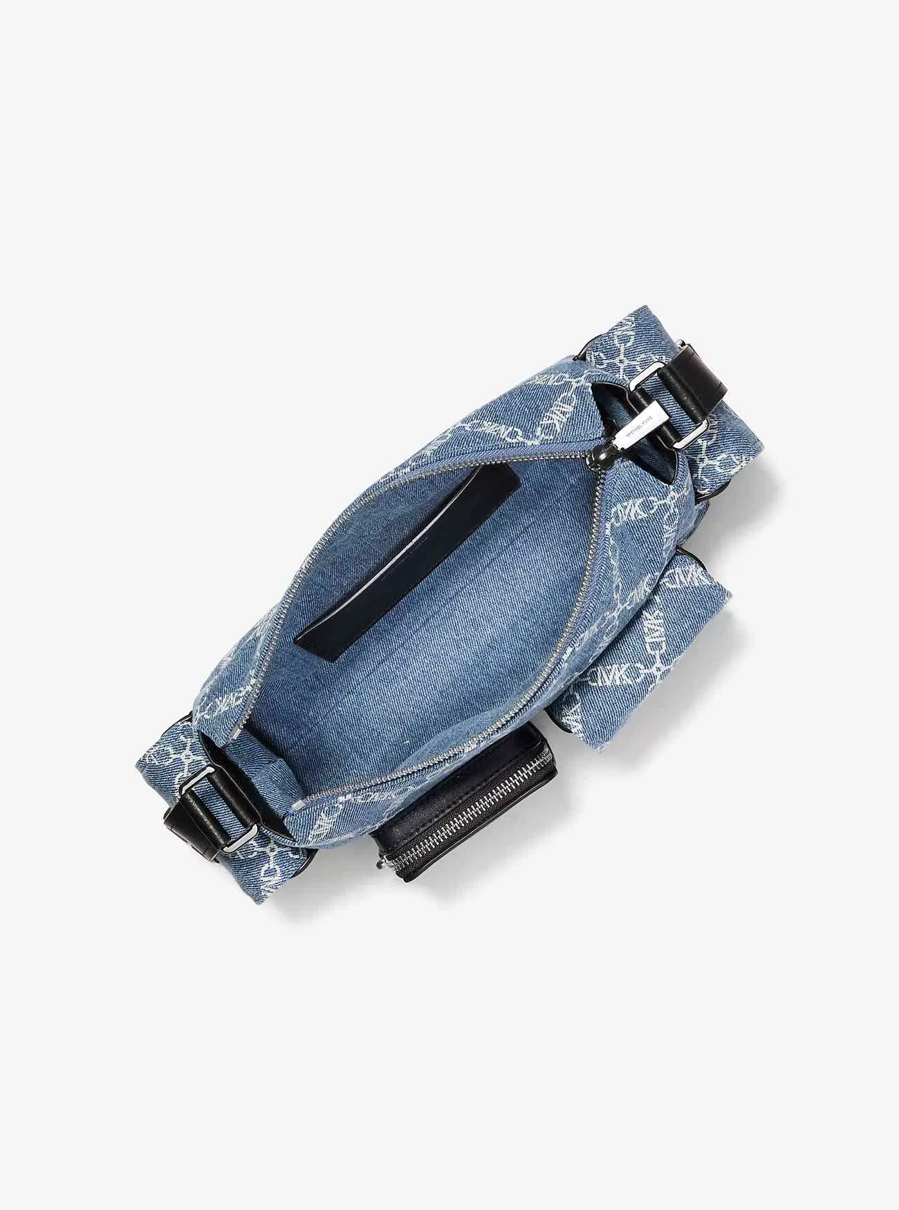 Borsa a tracolla Dakota media in pelle e jacquard con diamanti Empire