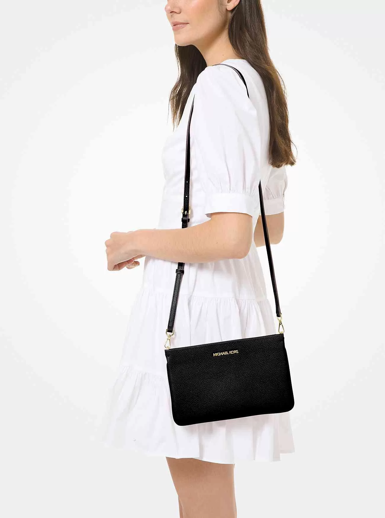 Borsa a tracolla Jet Set grande in pelle martellata Borsa a tracolla Jet Set grande in pelle martellata