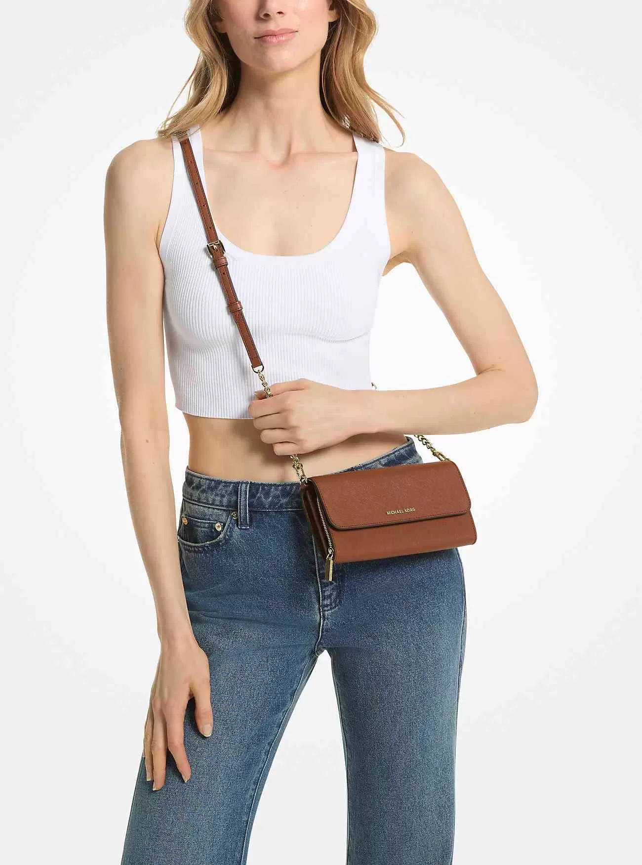 Borsa a tracolla convertibile Jet Set grande in pelle Saffiano Borsa a tracolla convertibile Jet Set grande in pelle Saffiano