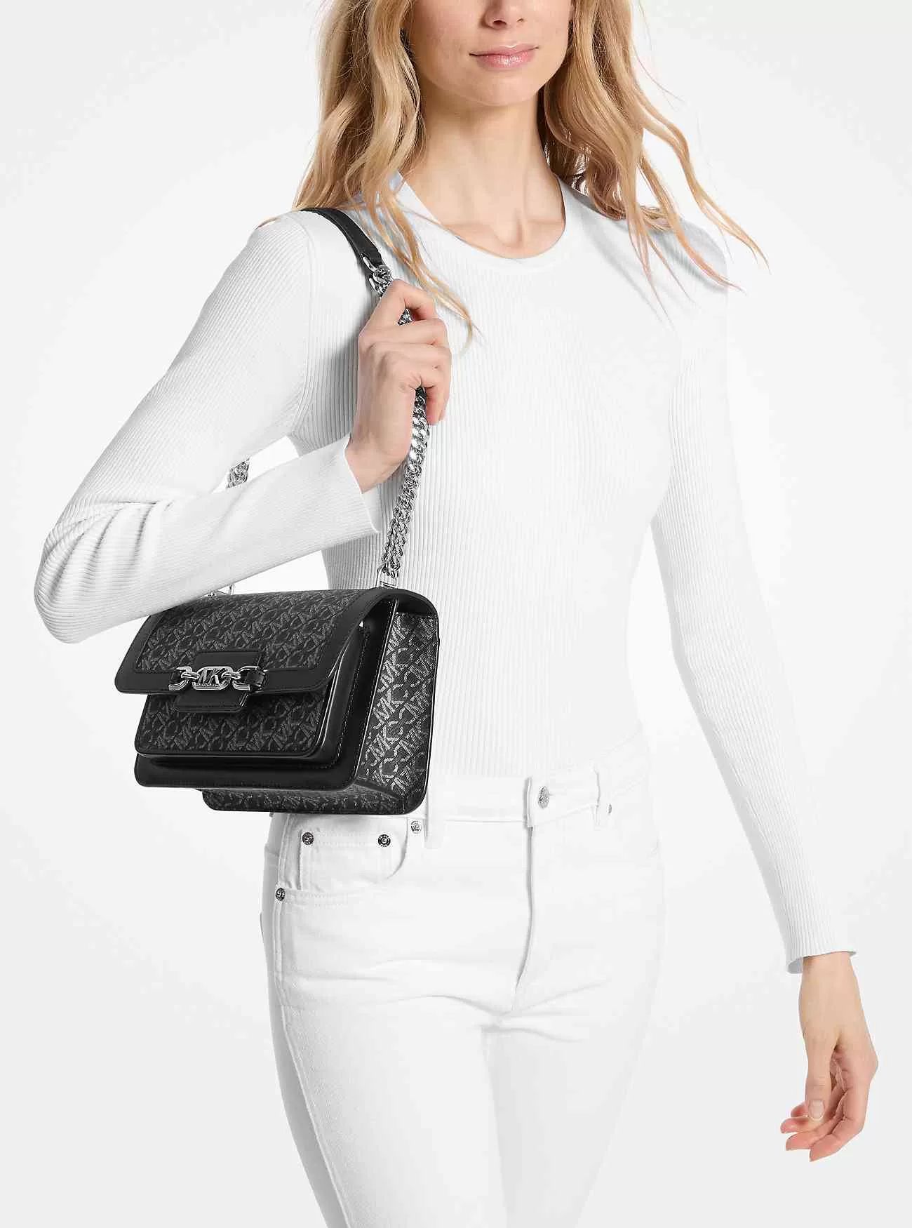 Borsa a tracolla grande Heather con logo Empire metallizzato Borsa a tracolla grande Heather con logo Empire metallizzato