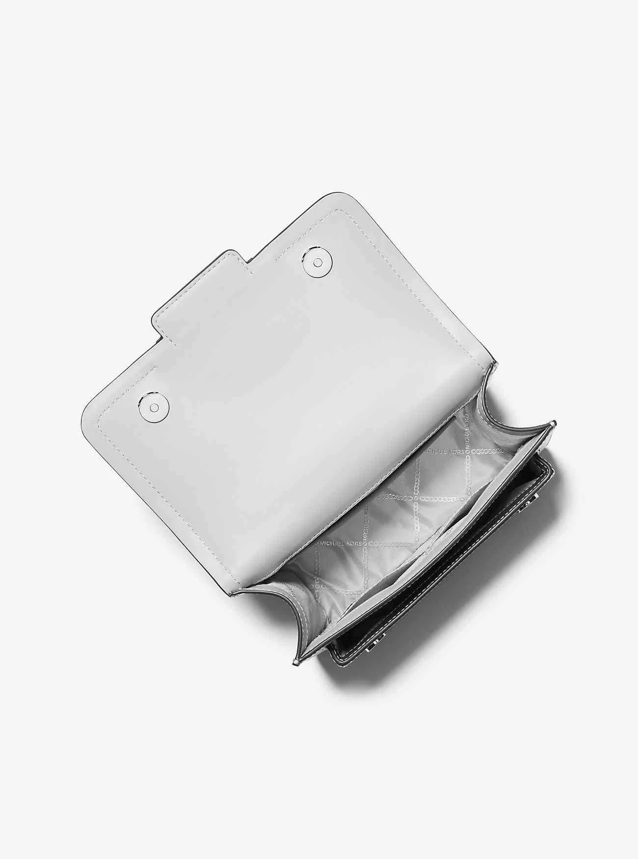 Borsa a tracolla grande in pelle metallizzata Heather