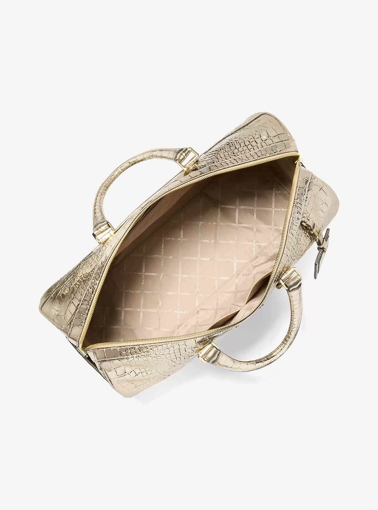 Borsa da weekend Bedford Travel extra large in pelle goffrata coccodrillo metallizzato