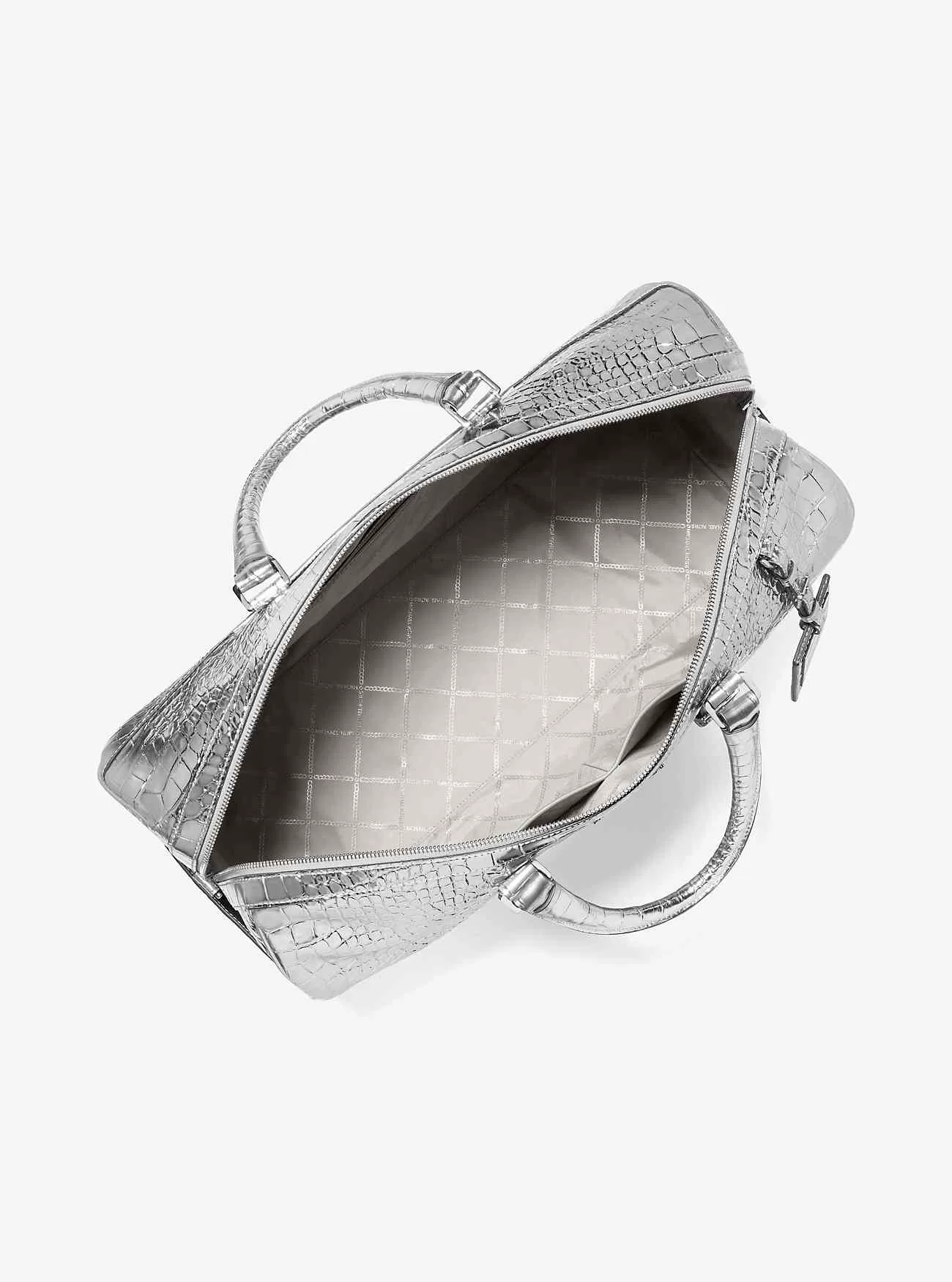 Borsa da weekend Bedford Travel extra large in pelle goffrata coccodrillo metallizzato