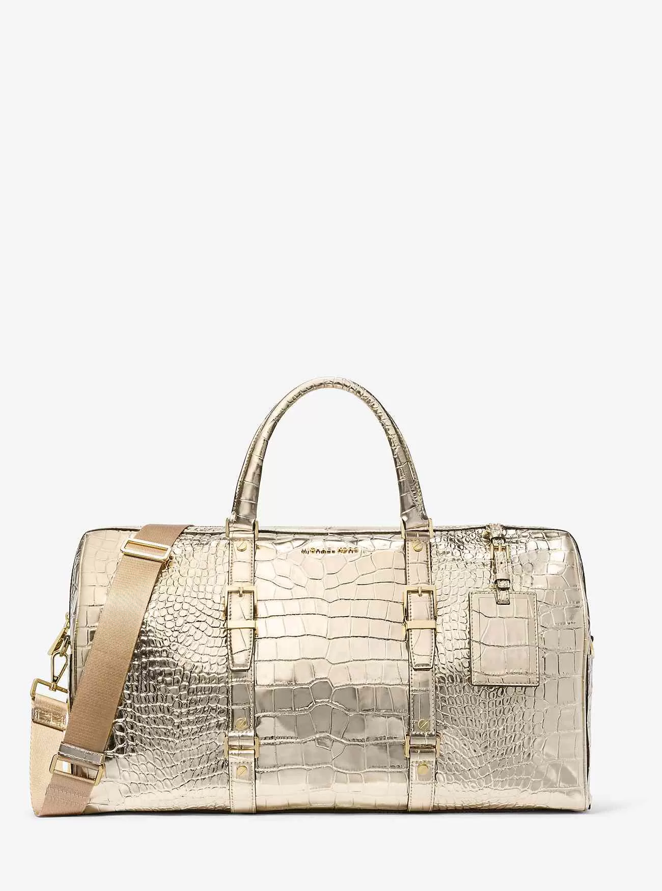 Borsa da weekend Bedford Travel extra large in pelle goffrata coccodrillo metallizzato