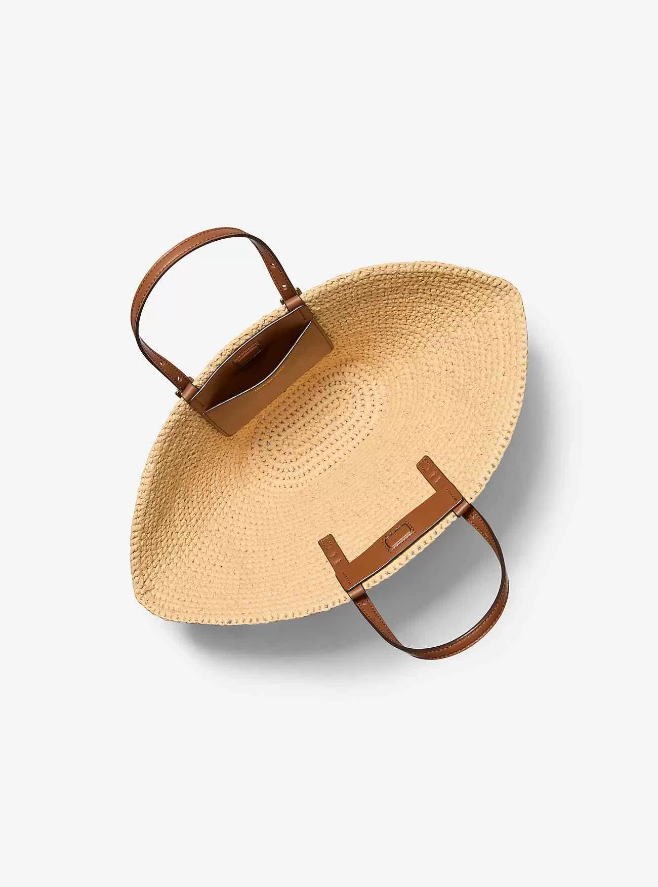 Borsa tote Isa piccola in paglia lavorata all’uncinetto a mano