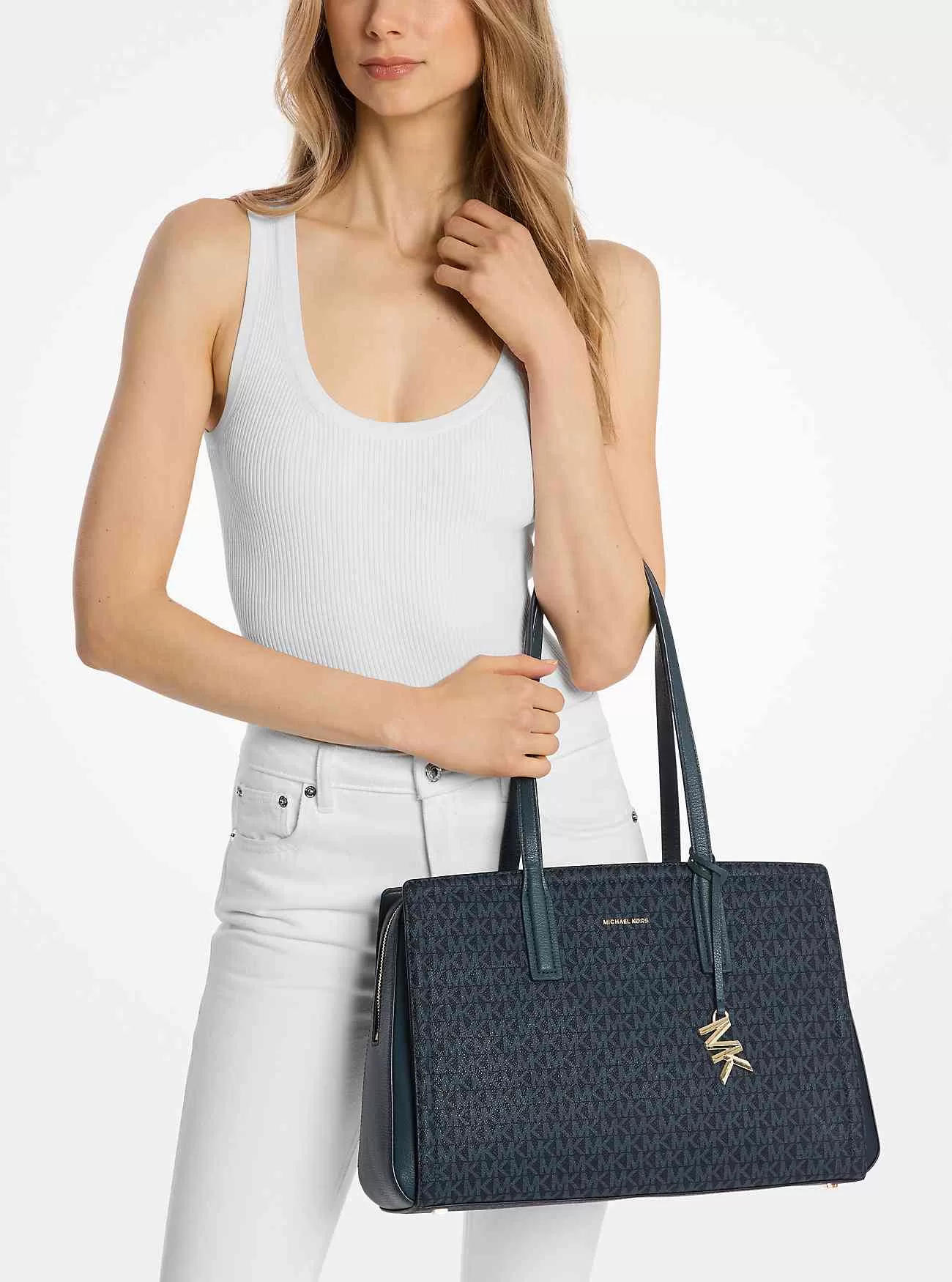 Borsa tote media Laila con logo firmato Borsa tote media Laila con logo firmato