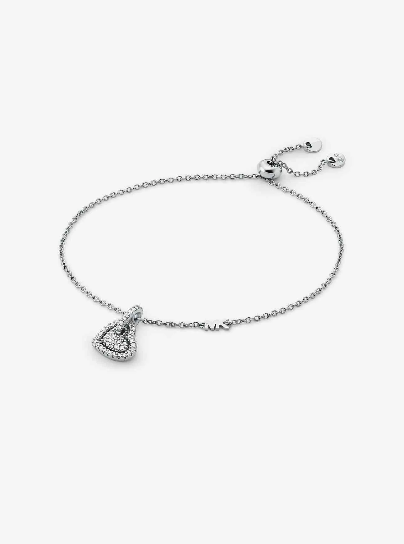 Bracciale a forma di cuore in argento sterling placcato in metallo prezioso con pavé