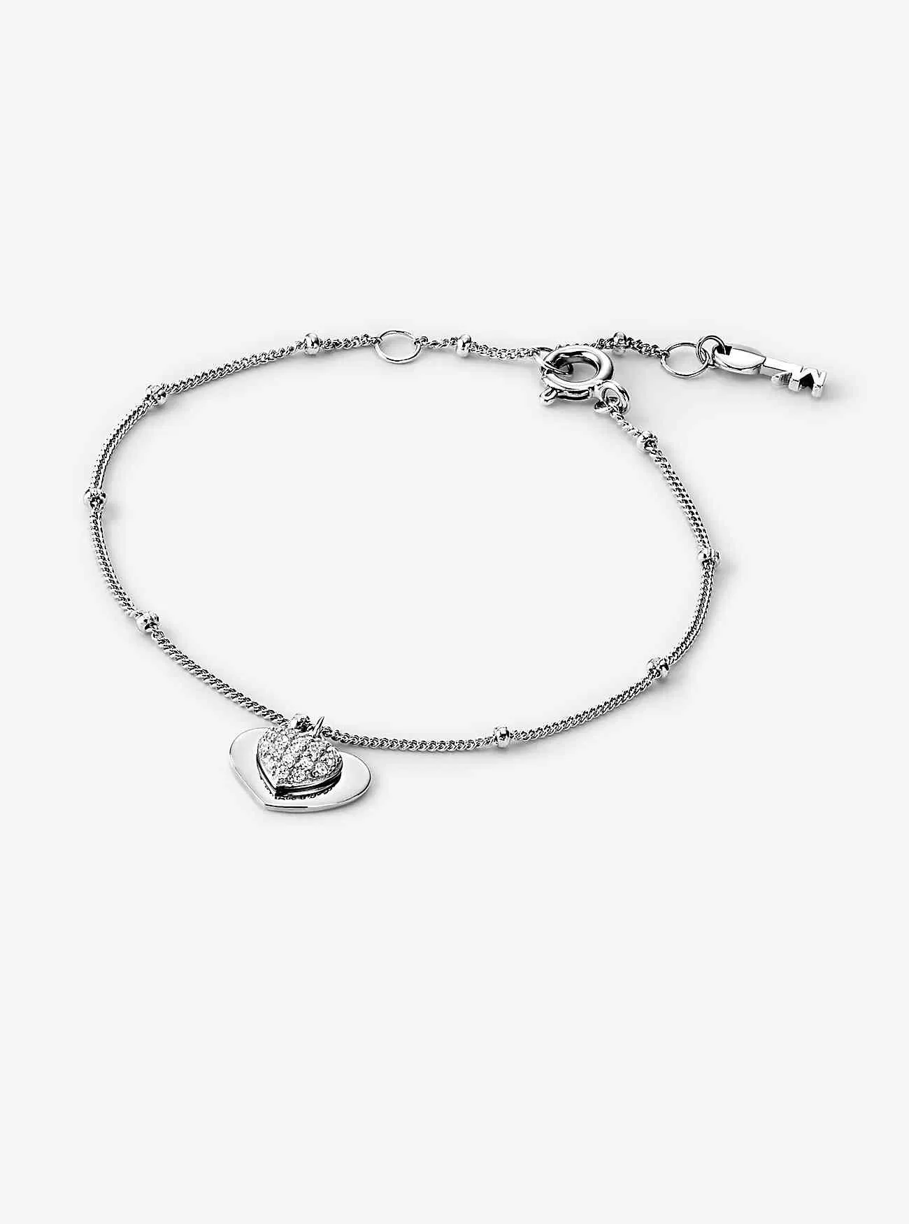 Bracciale a forma di cuore in argento sterling placcato in metallo prezioso con pavé