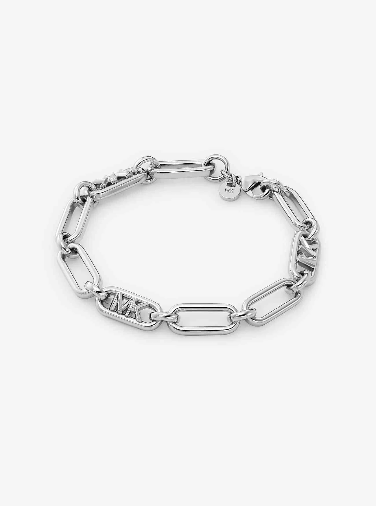 Bracciale a maglie a catena con logo impero in ottone placcato in metallo prezioso