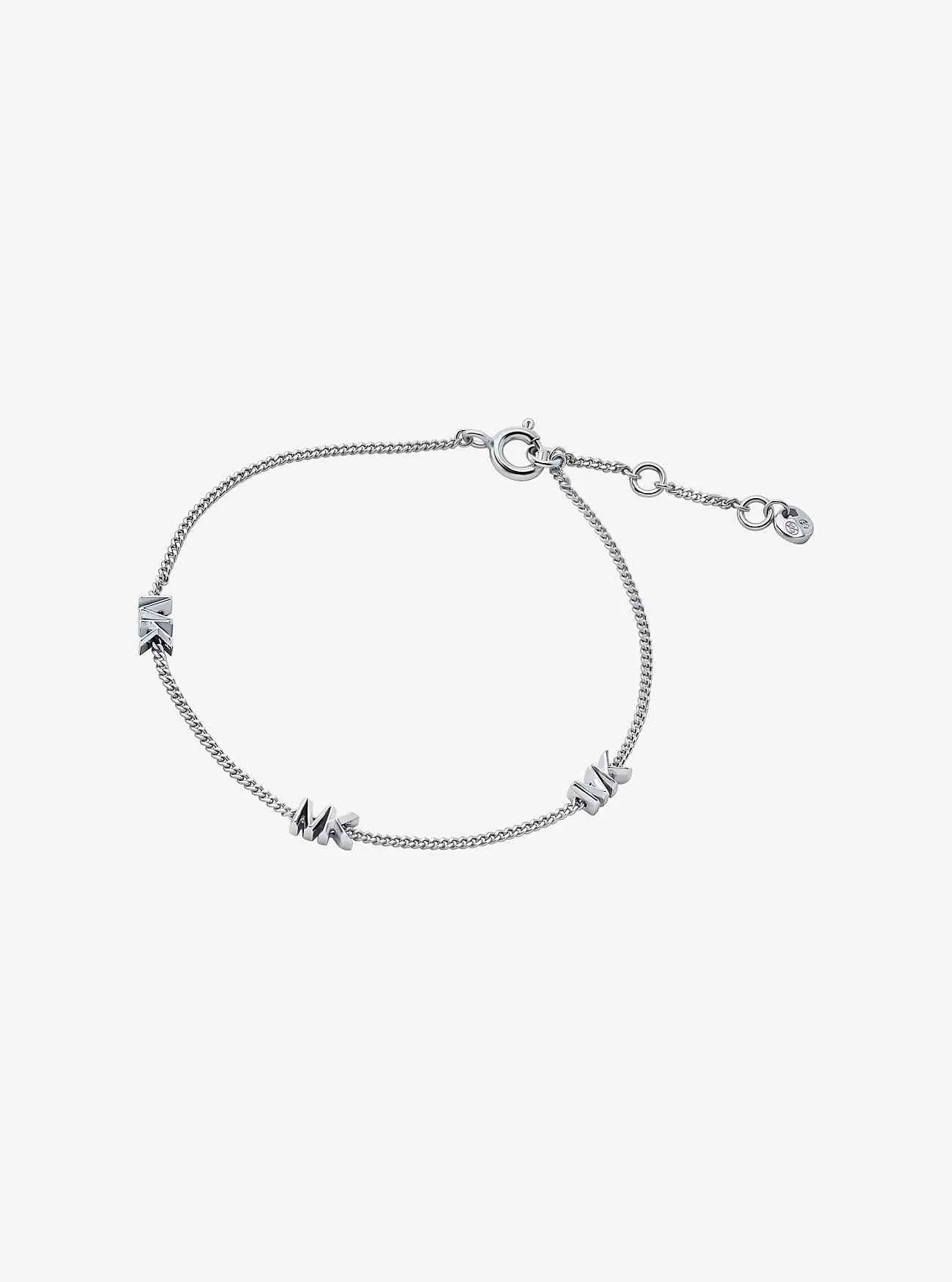 Bracciale con logo in argento sterling placcato in metallo prezioso
