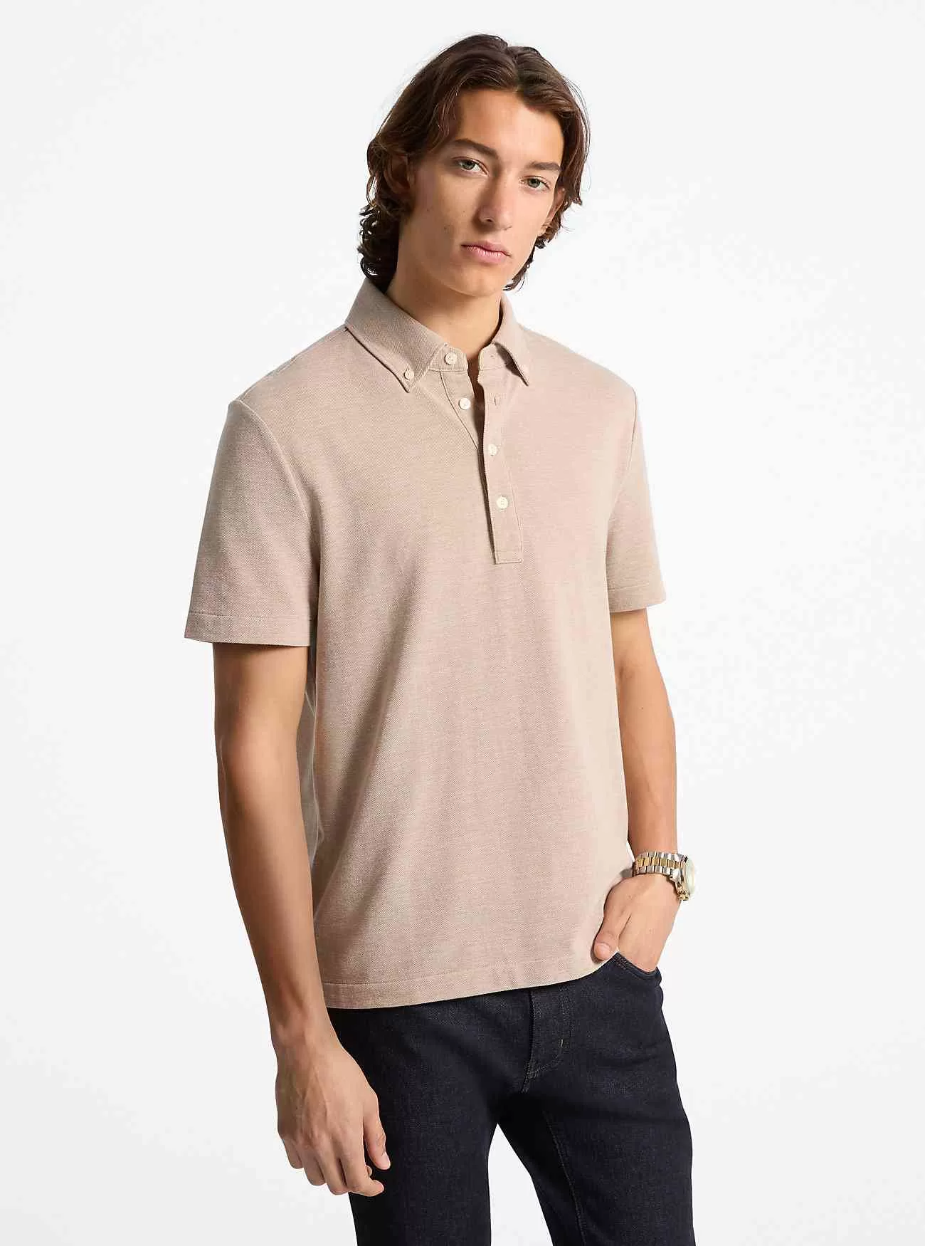 Camicia Oxford in piqué di misto cotone