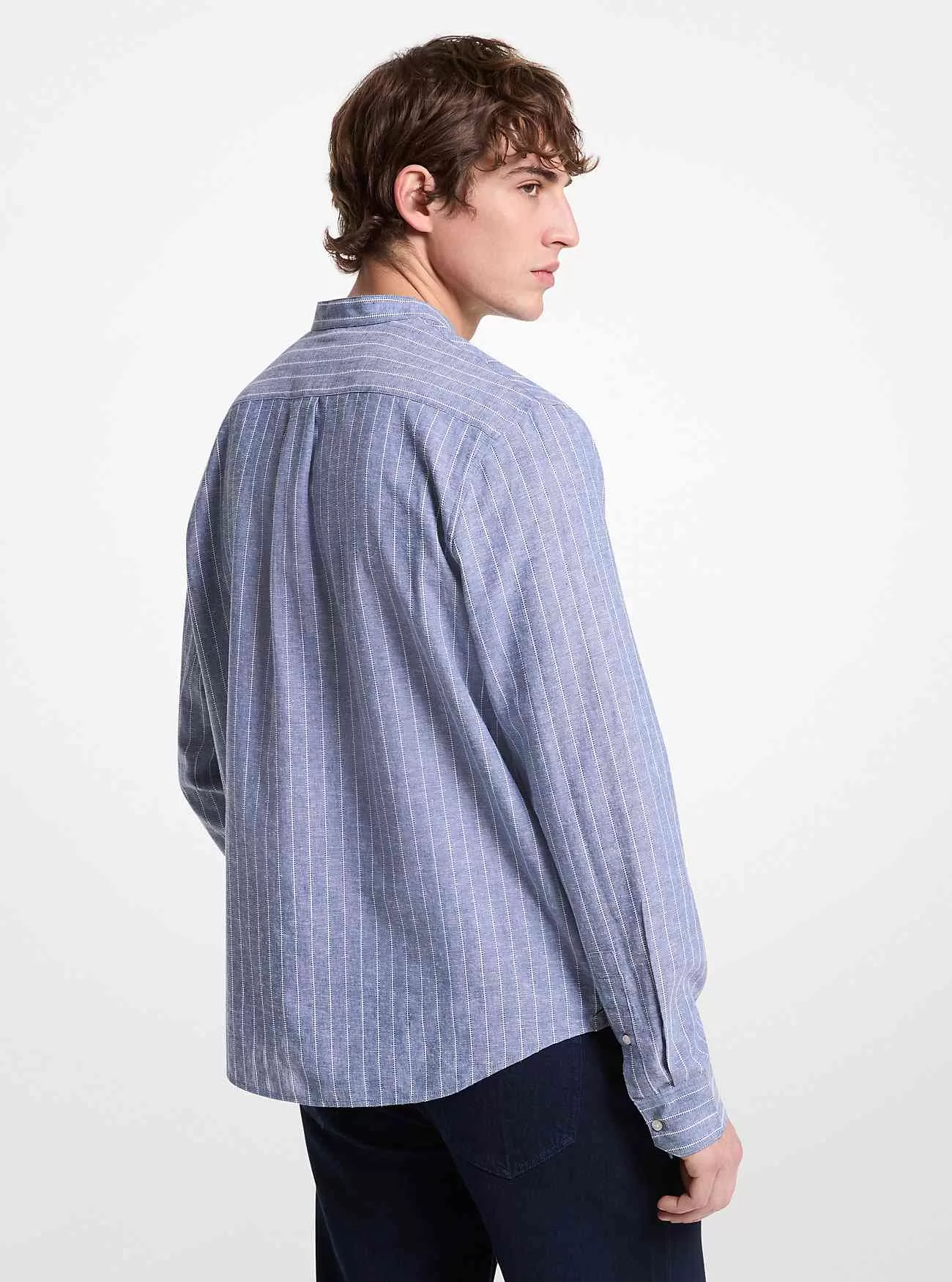 Camicia a righe in misto lino e cotone