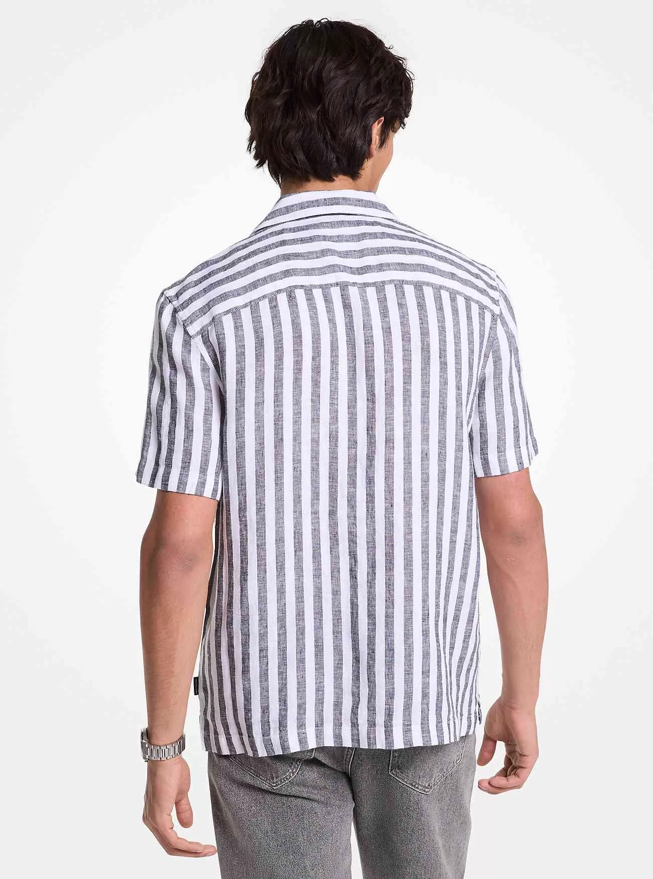 Camicia a righe in misto lino e cotone