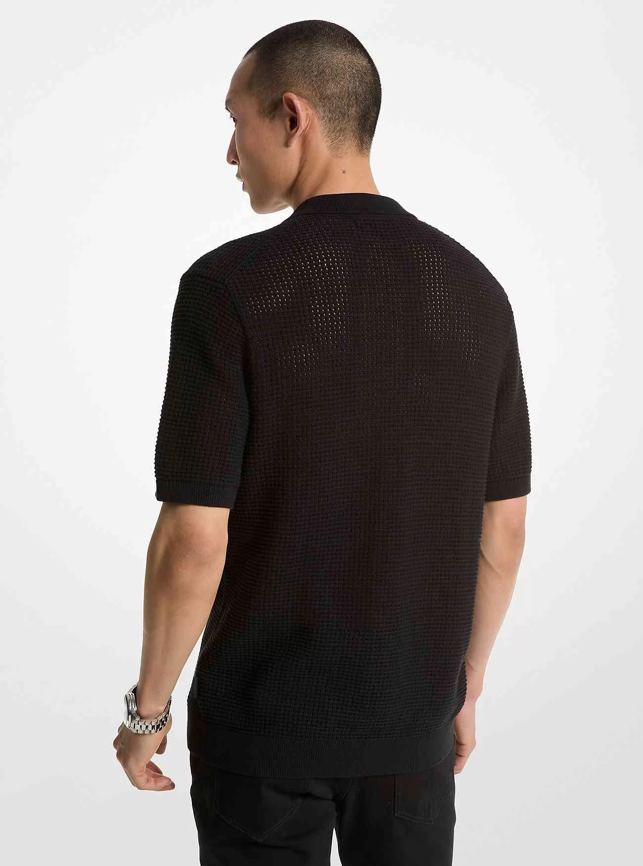 Camicia in cotone a maglia aperta