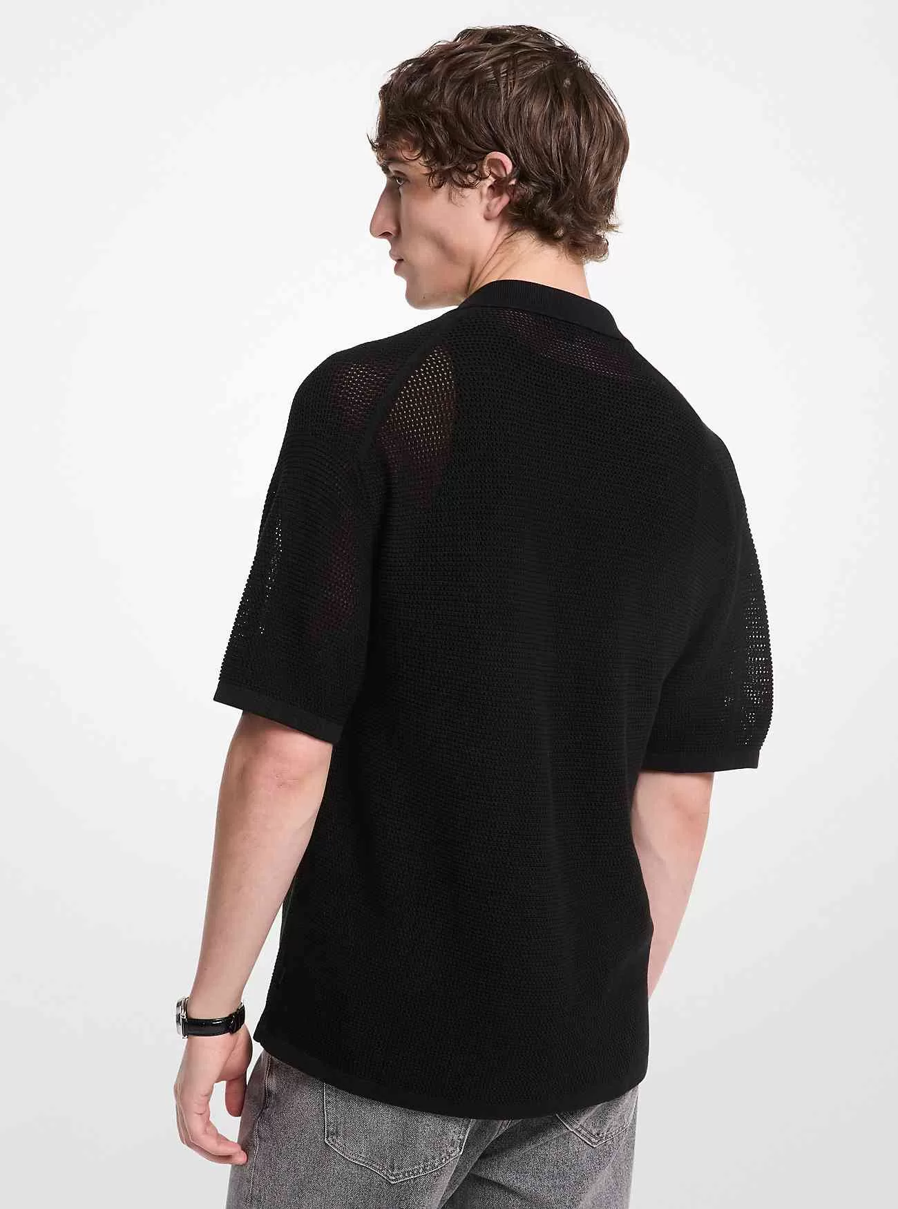 Camicia in cotone a maglia aperta