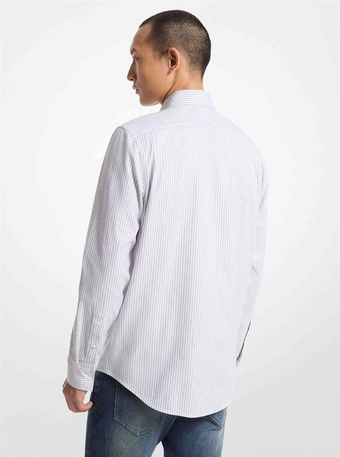 Camicia in cotone elasticizzato a righe Oxford