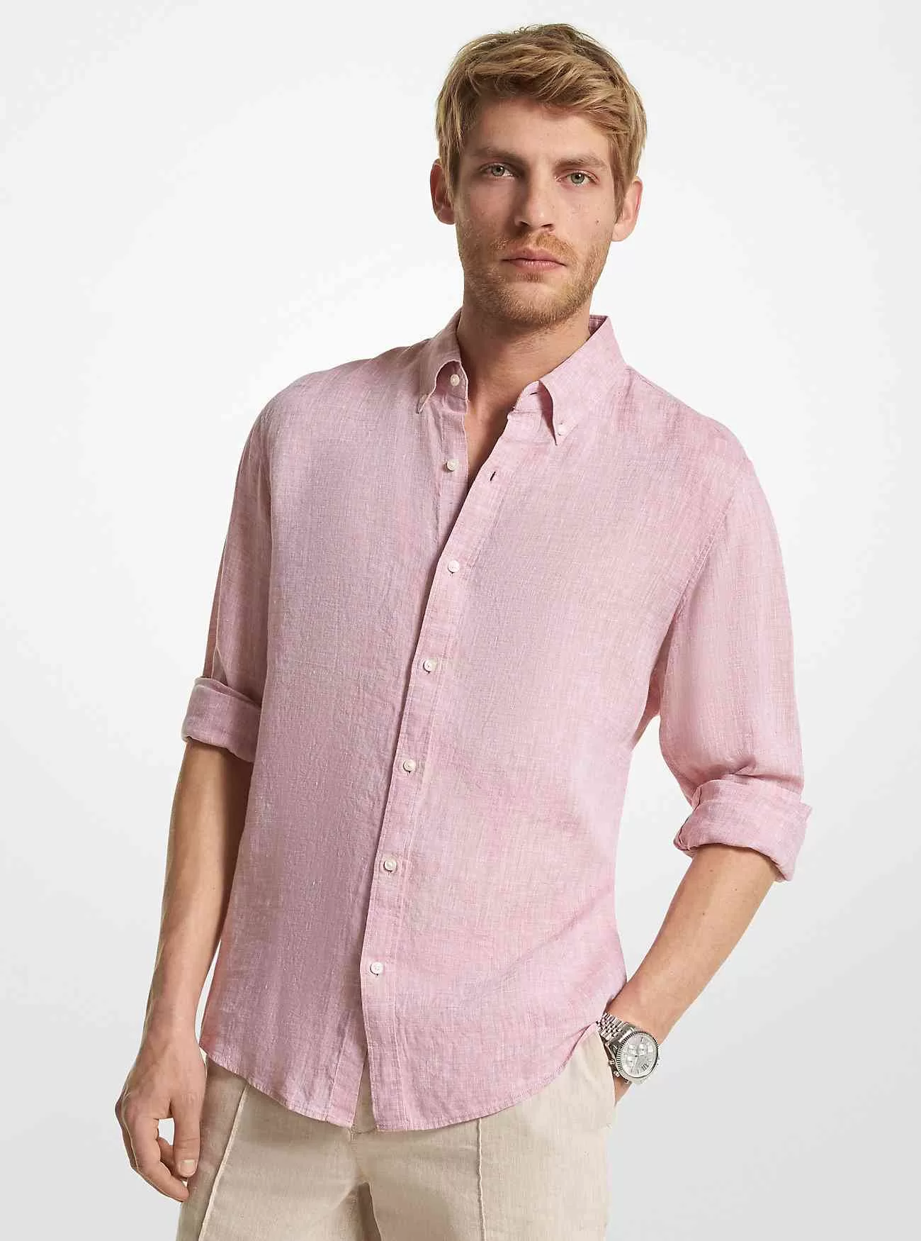 Camicia in lino slim fit-CS3400H4YT