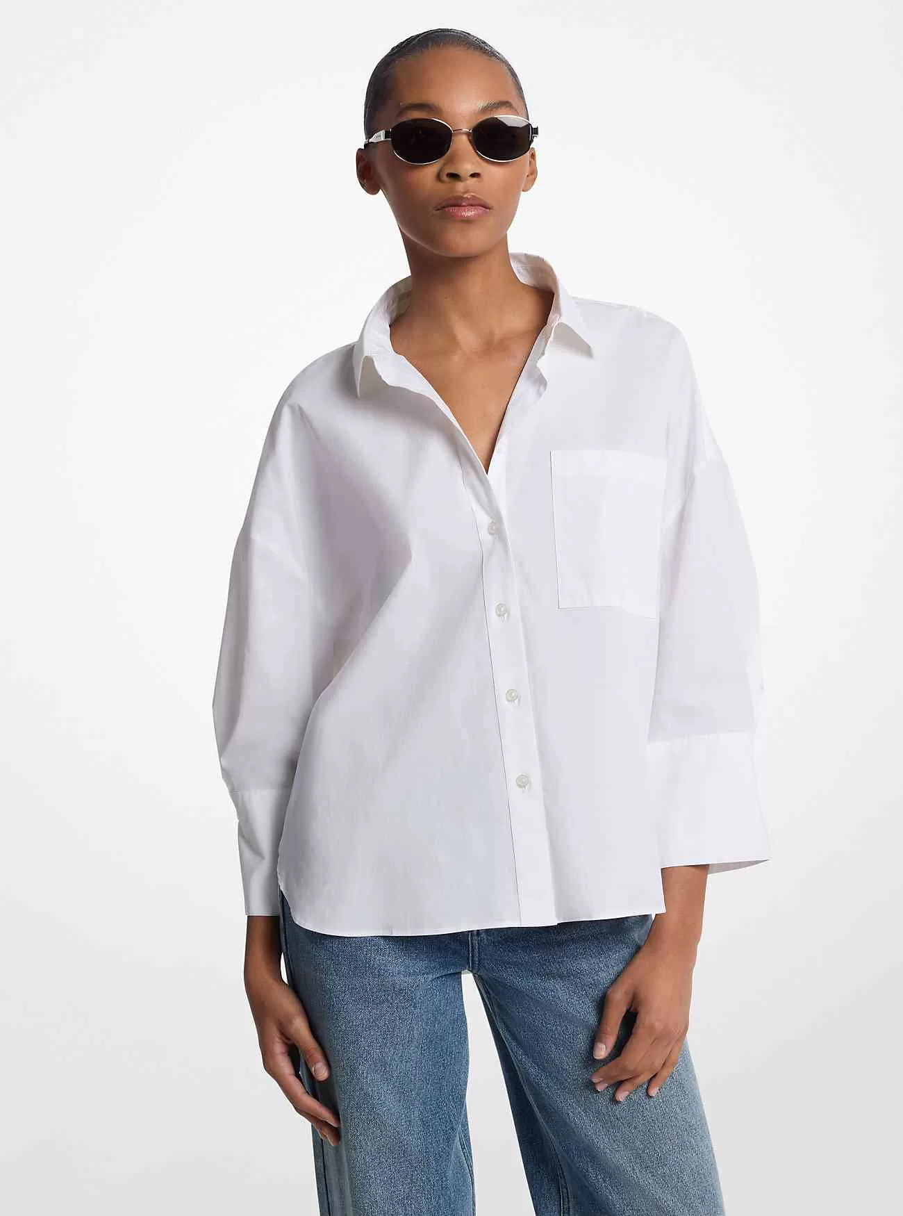 Camicia in popeline di cotone stretch