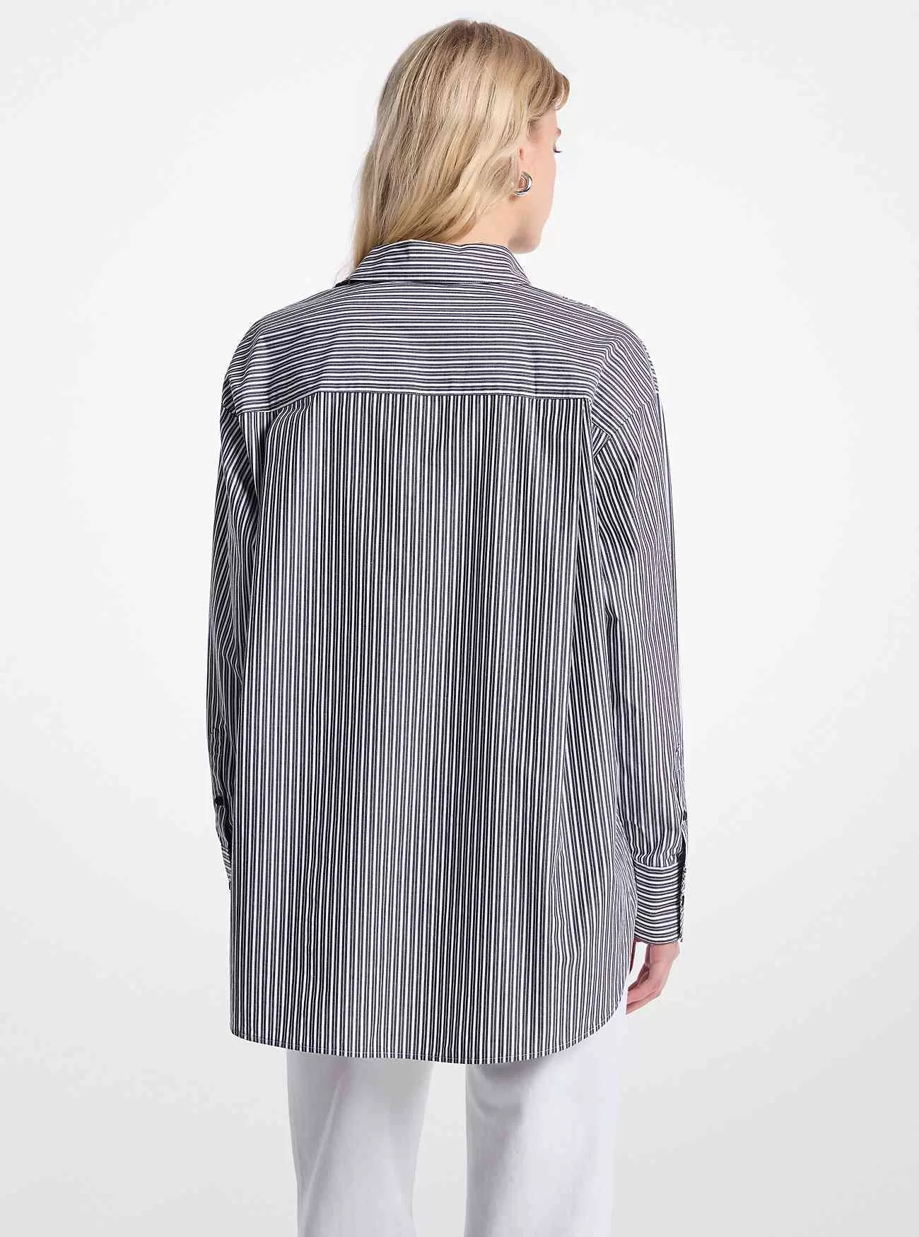 Camicia oversize in popeline di cotone a righe