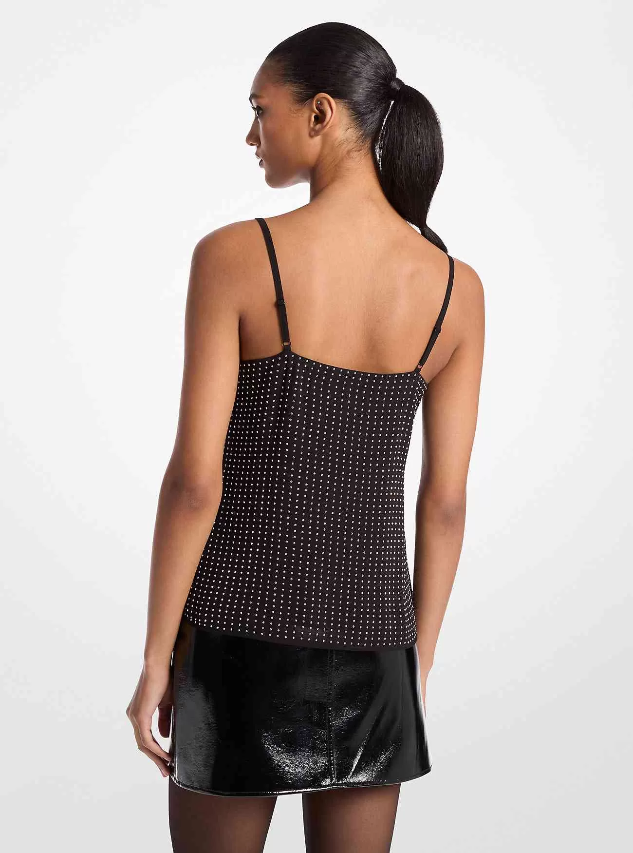 Canotta a canotta in georgette con strass