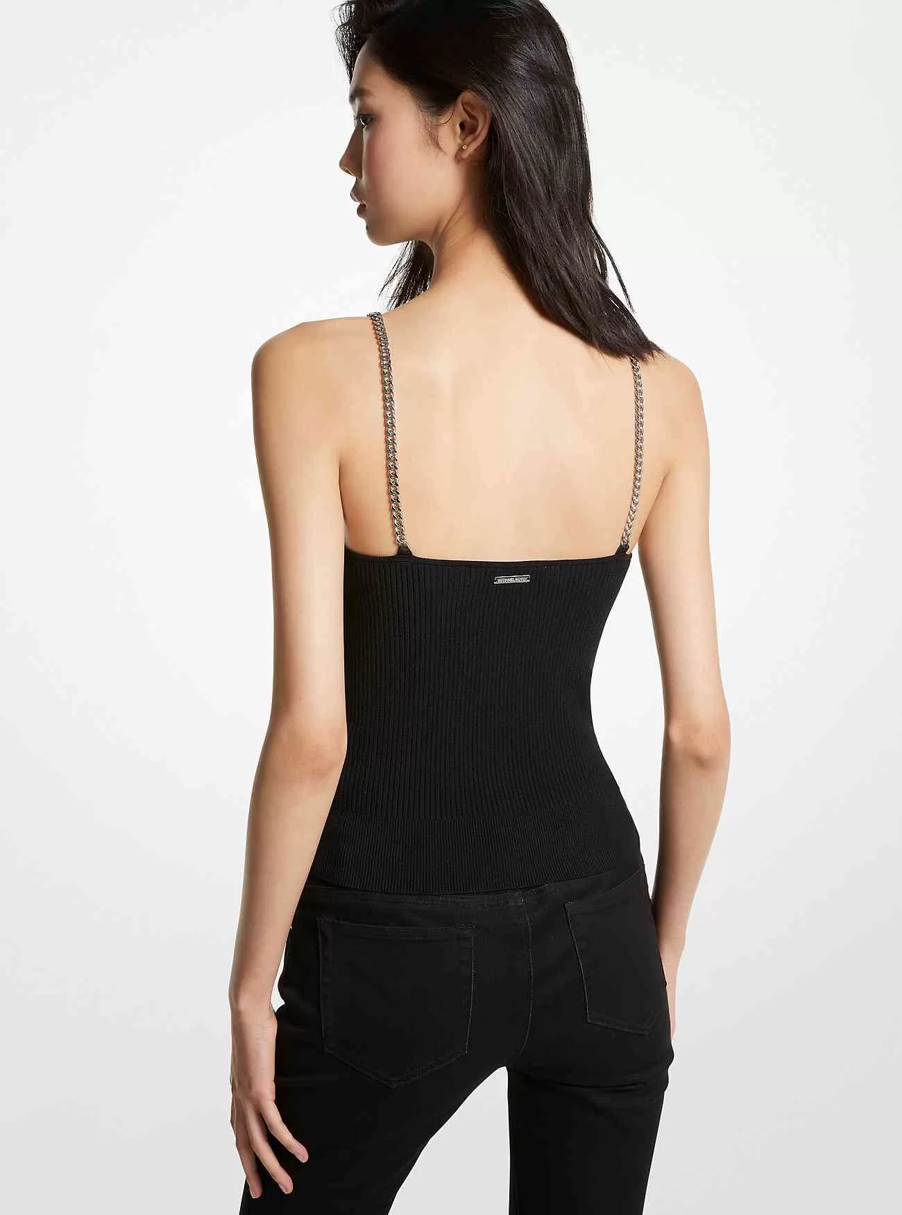 Canotta in misto viscosa elasticizzata con finiture a catena