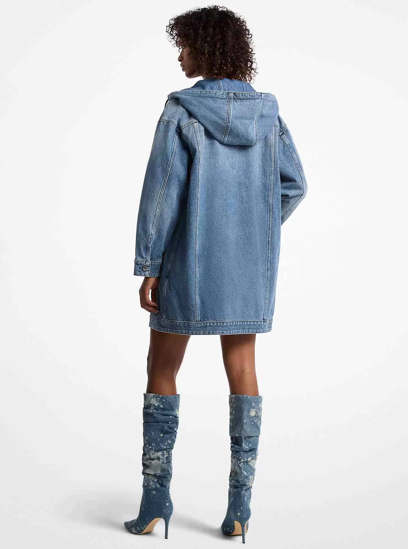 Cappotto oversize in denim con cappuccio