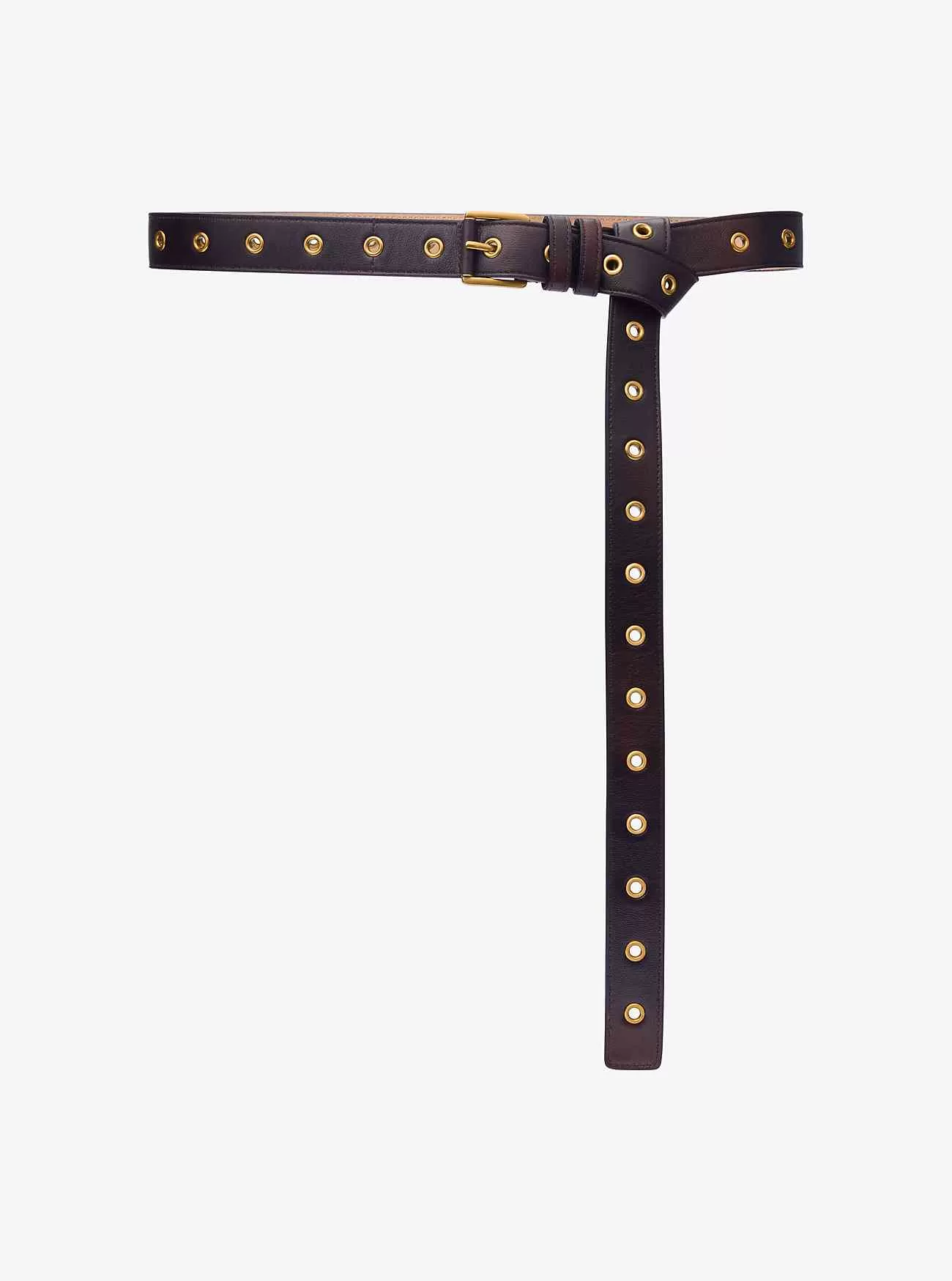 Cintura in pelle brunita con occhielli Colby