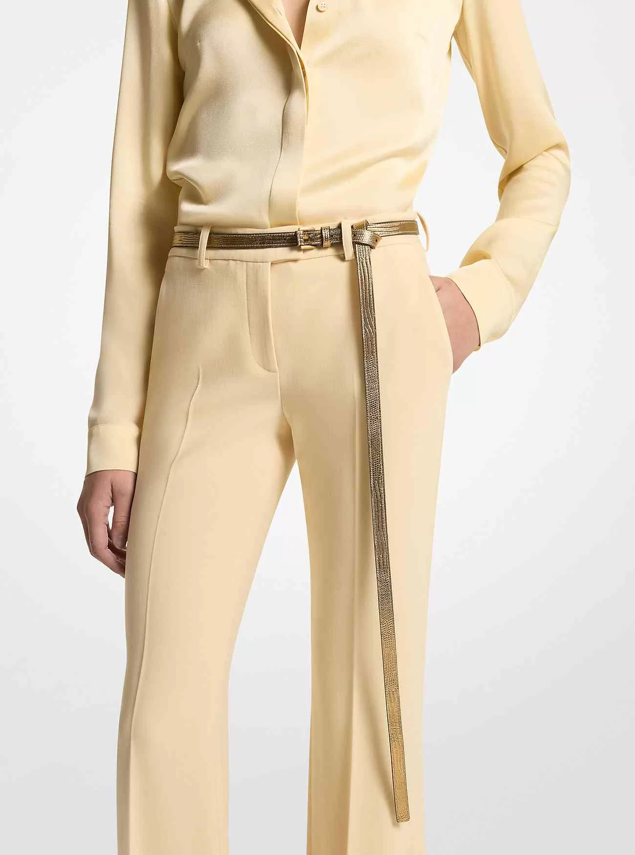 Cintura in pelle goffrata lucertola metallizzata Carolyn