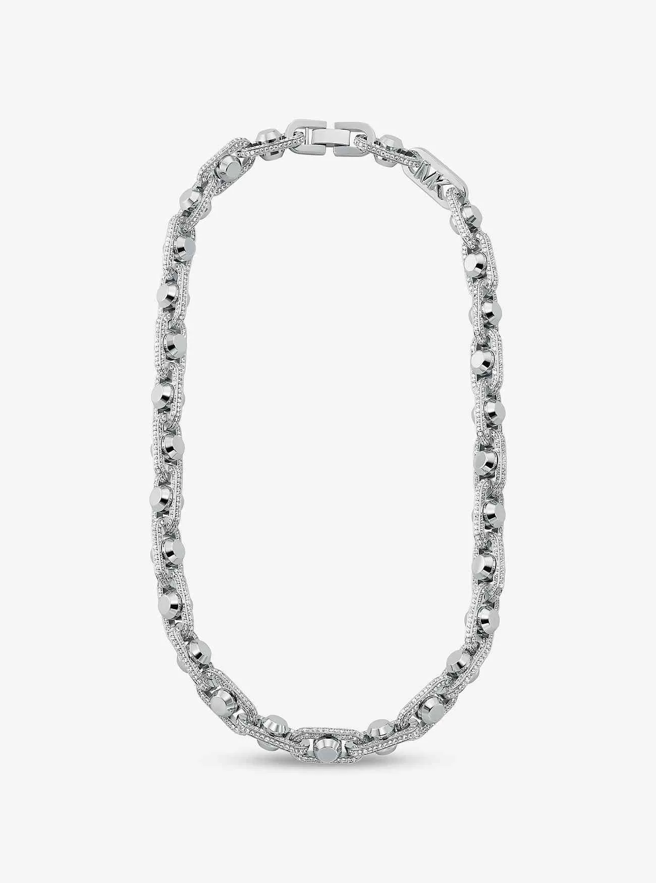 Collana Astor Link extra large in ottone placcato metallo prezioso con pavé