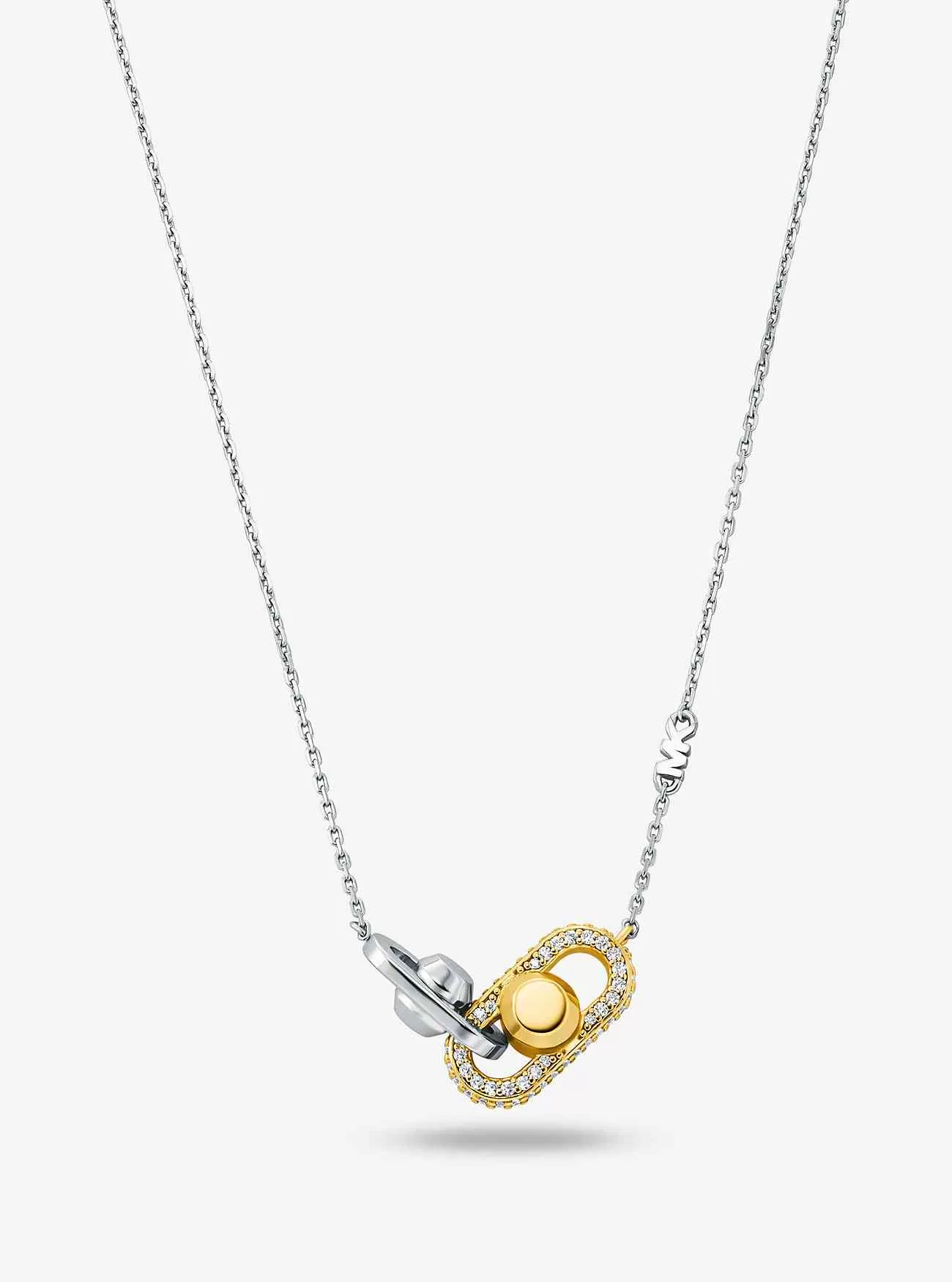 Collana Astor Link in argento sterling con pavé placcato in metallo prezioso