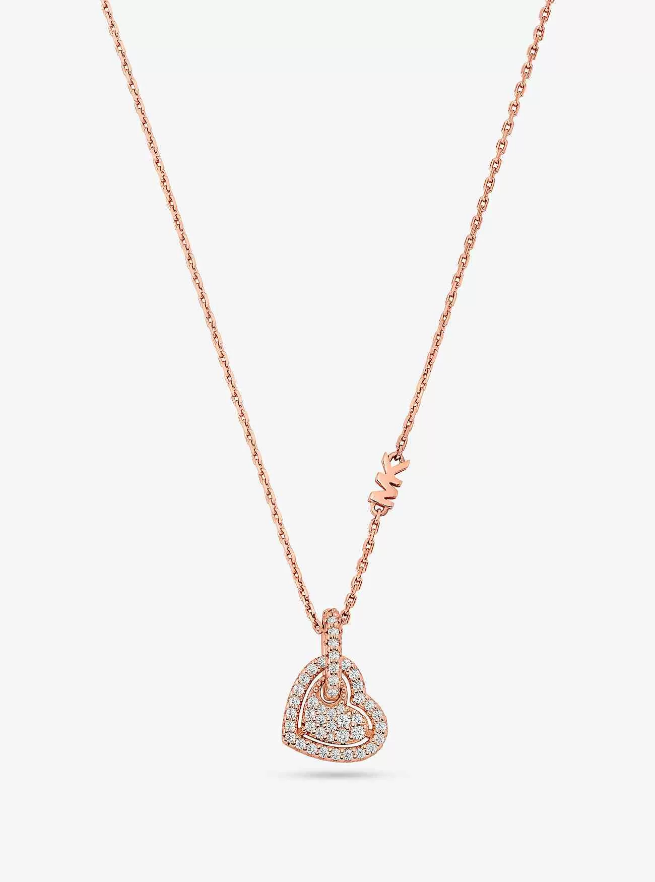 Collana a cuore con pavé in argento sterling placcato in metallo prezioso