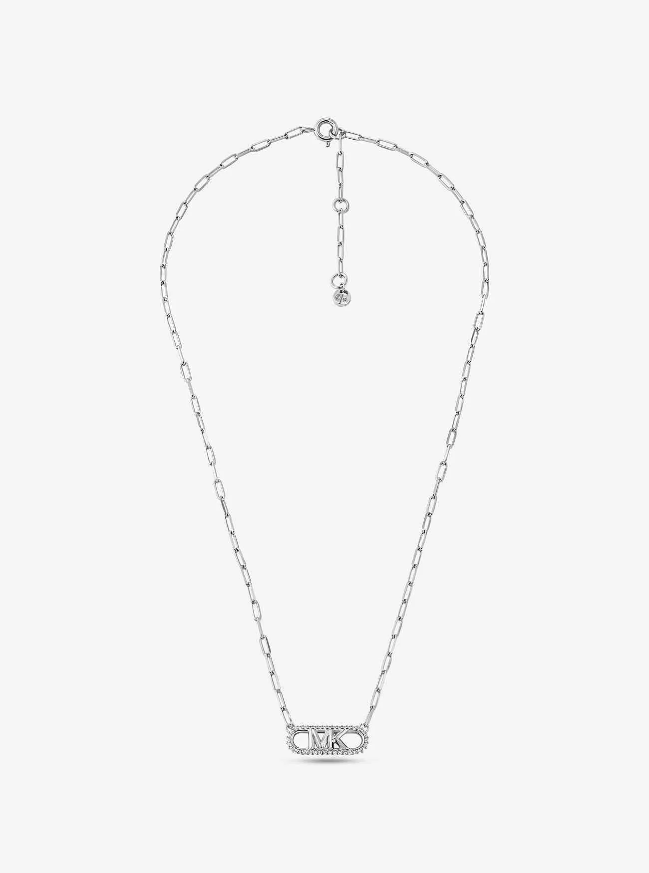 Collana a maglie a catena con logo impero in argento sterling placcato in metallo prezioso