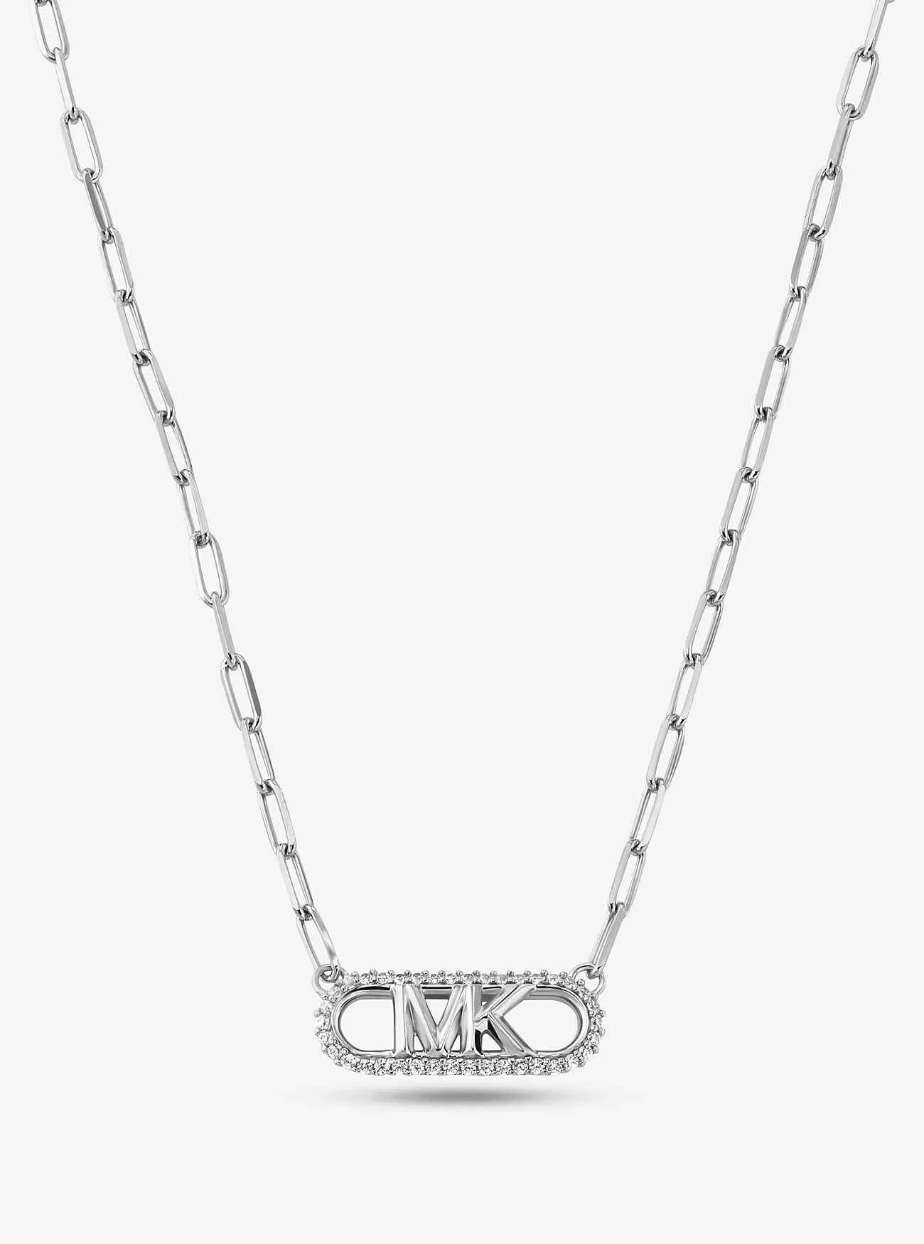 Collana a maglie a catena con logo impero in argento sterling placcato in metallo prezioso