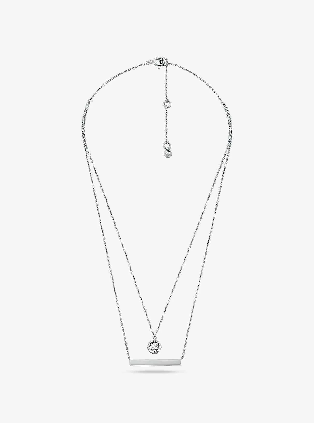 Collana a strati in argento sterling placcato in metallo prezioso con pavé