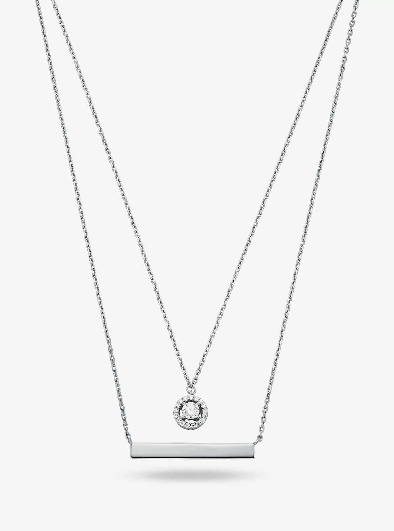 Collana a strati in argento sterling placcato in metallo prezioso con pavé