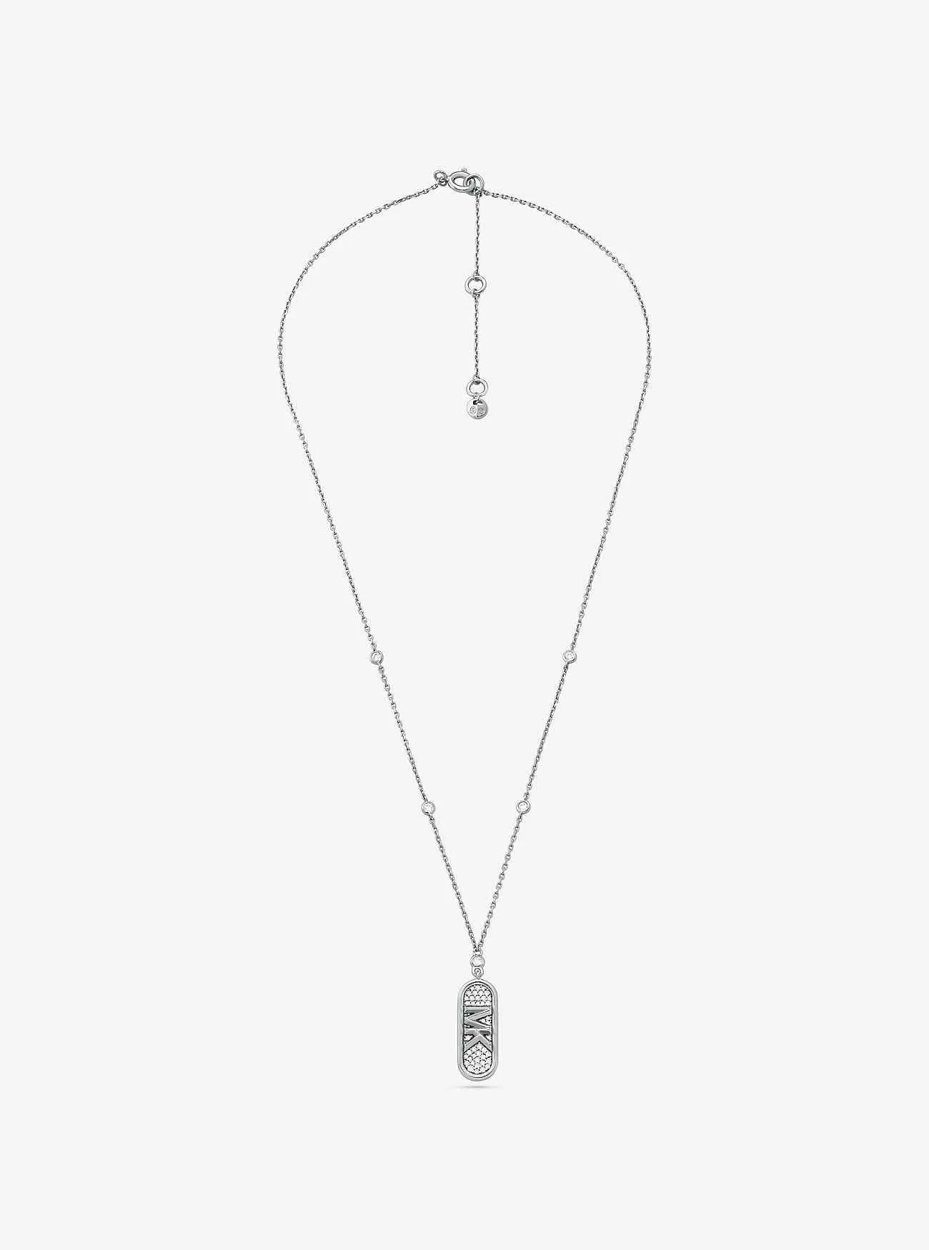 Collana con logo Impero in argento sterling e placcato in metallo prezioso con pavé