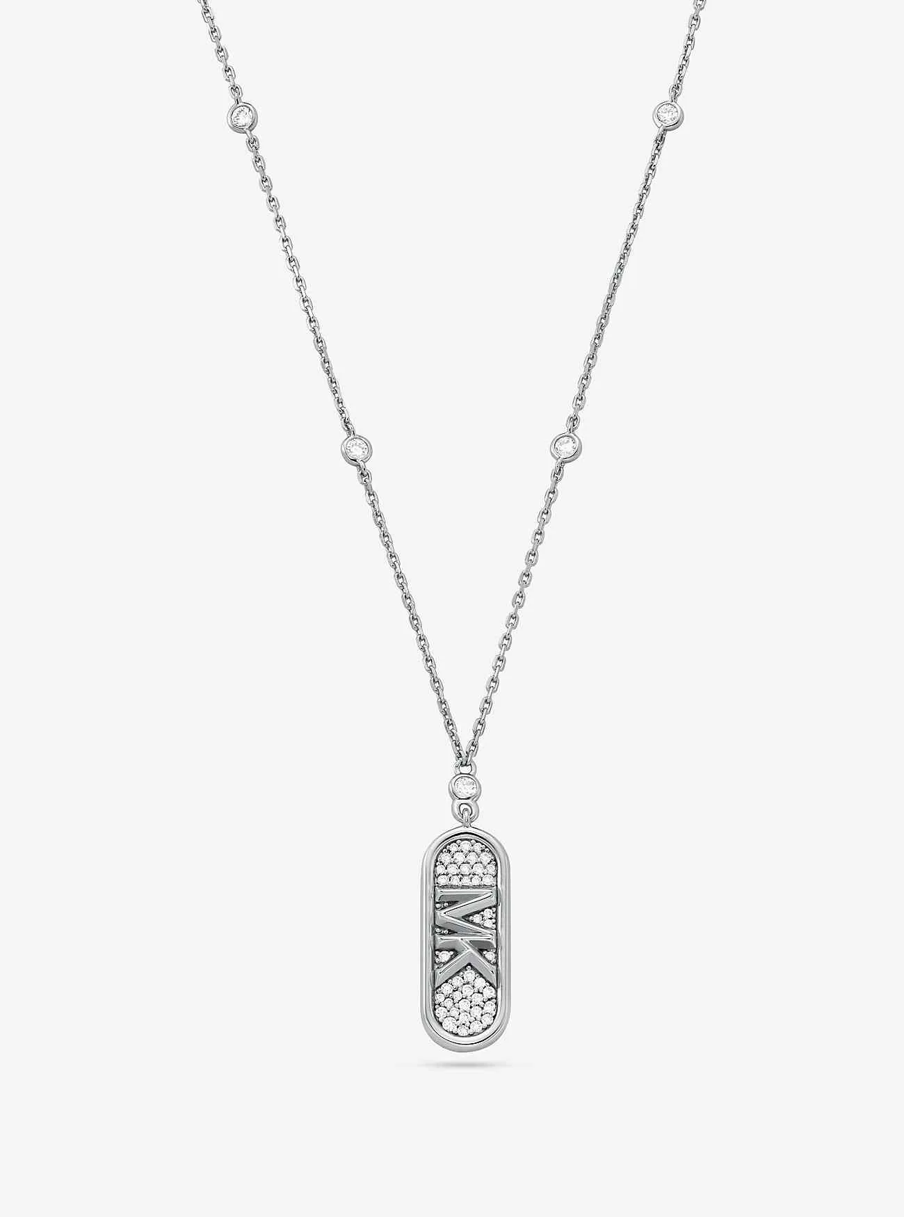 Collana con logo Impero in argento sterling e placcato in metallo prezioso con pavé